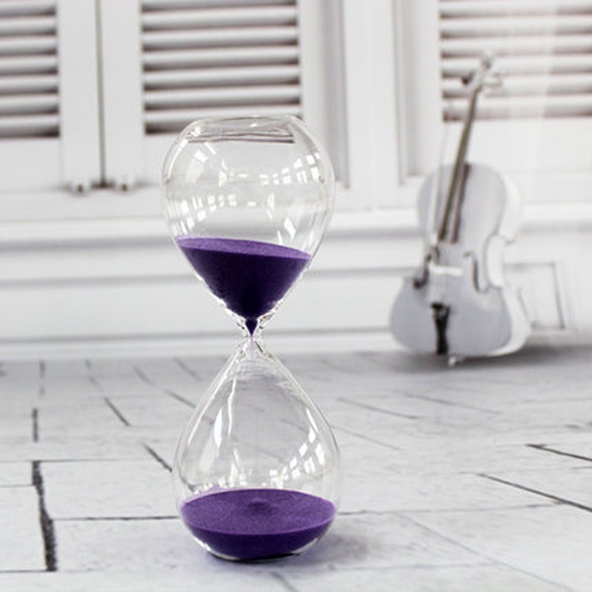 Hourglass, Hovebeaty Hand-Blown Sand Timer Set For Time Management 15 Minutes Durable Glass Construction (15 Min, Purple)