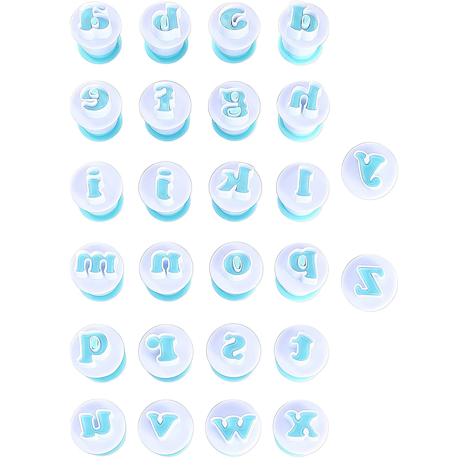 Alphabet Letters Molds, 26Pcs Plunger Cutters, Lower-Case Fondant Letter Cutters, Fondant Cake Biscuit Mold, Cake Decorating Too