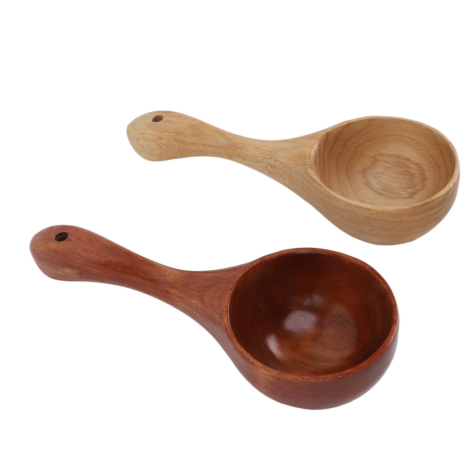 Jenivaint Wooden Soup Ladles, 2Piece Solid Wood Long Handle Spoon for