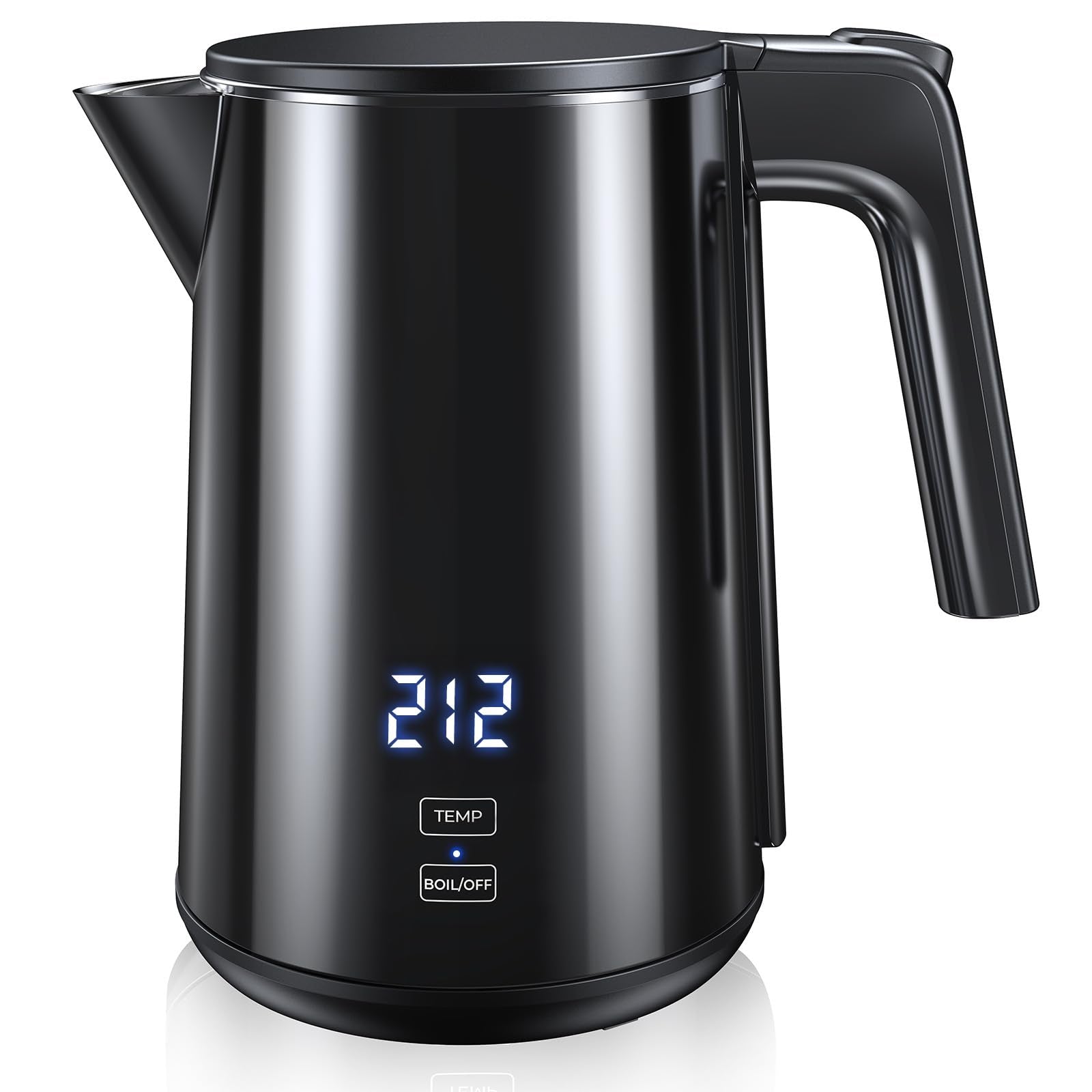 Electric Kettle with Digital Display & Temperature Control, 1.0L Stainless Steel Water Boiler, 1200W Fast Boiling, 4H Keep Warm,