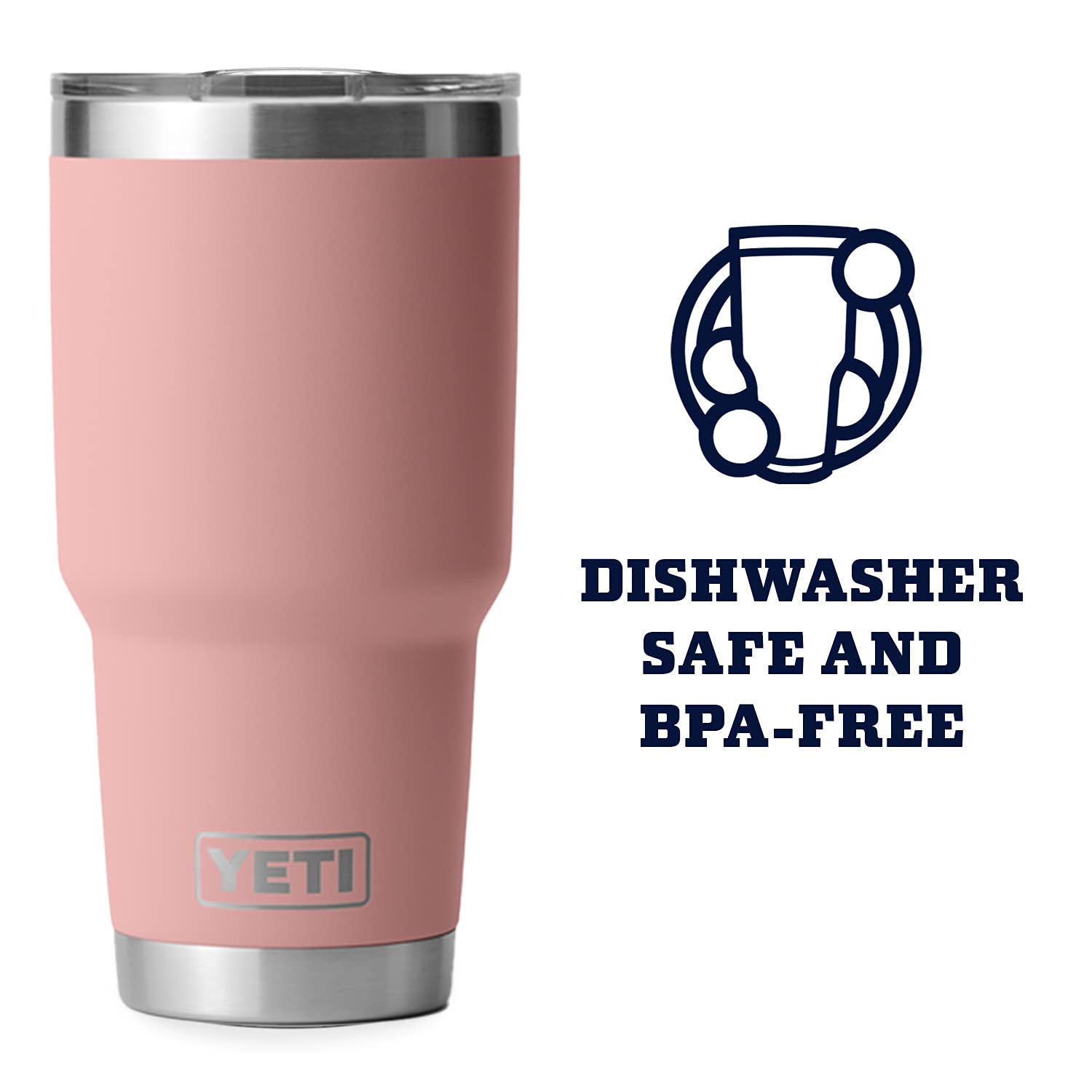 Yeti Rambler 30 Oz Tumbler, Stainless Steel, Vacuum Insulated With Magslider Lid, Sandstone Pink