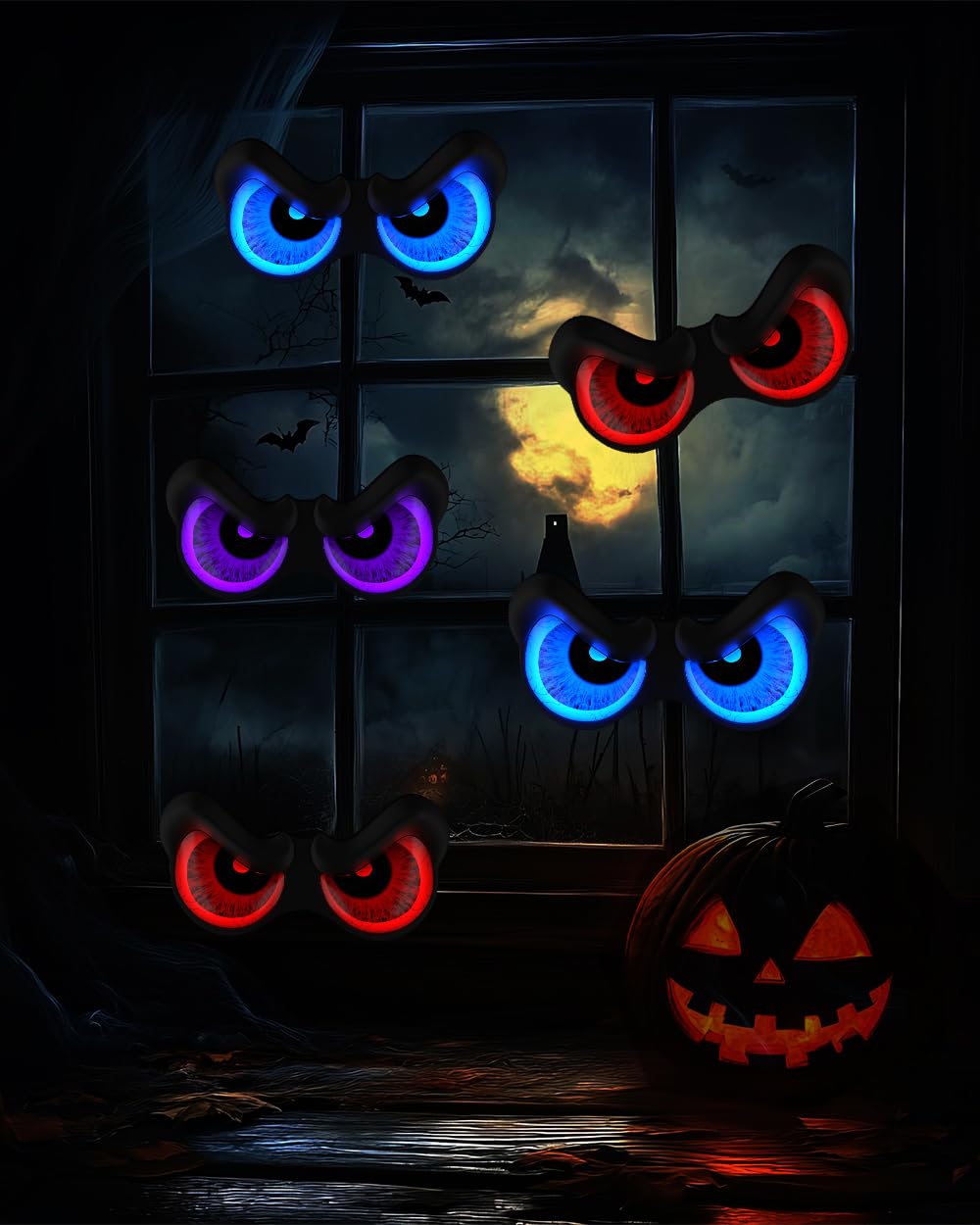Halloween Decorations, 5 Pack Glowing & Flashing LED Eye Lights for Indoor/Outdoor Use, Bush, Yard, Window, Party