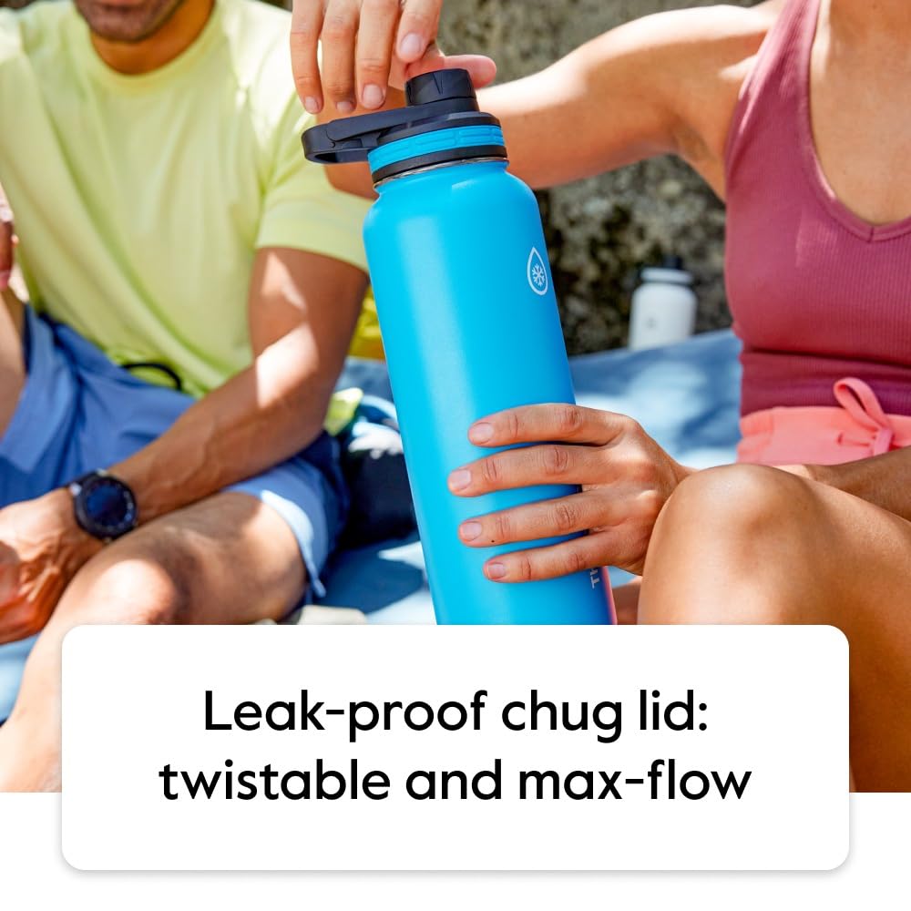 Thermoflask 24 Oz Double Wall Vacuum Insulated Stainless Steel Water Bottle With Spout And Straw Lids, White(50051)