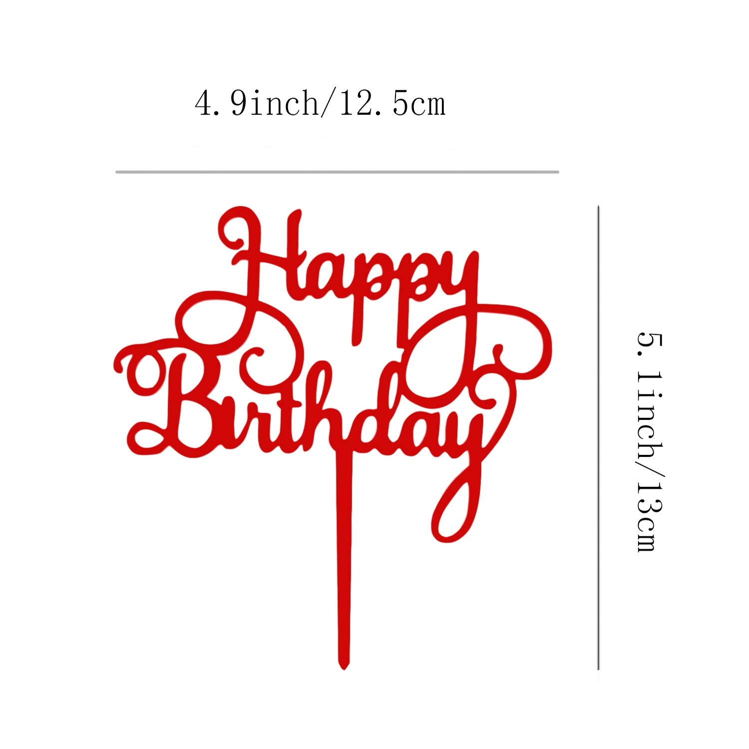 Red Happy Birthday Cake Topper Birthday Party Decorations Supplies