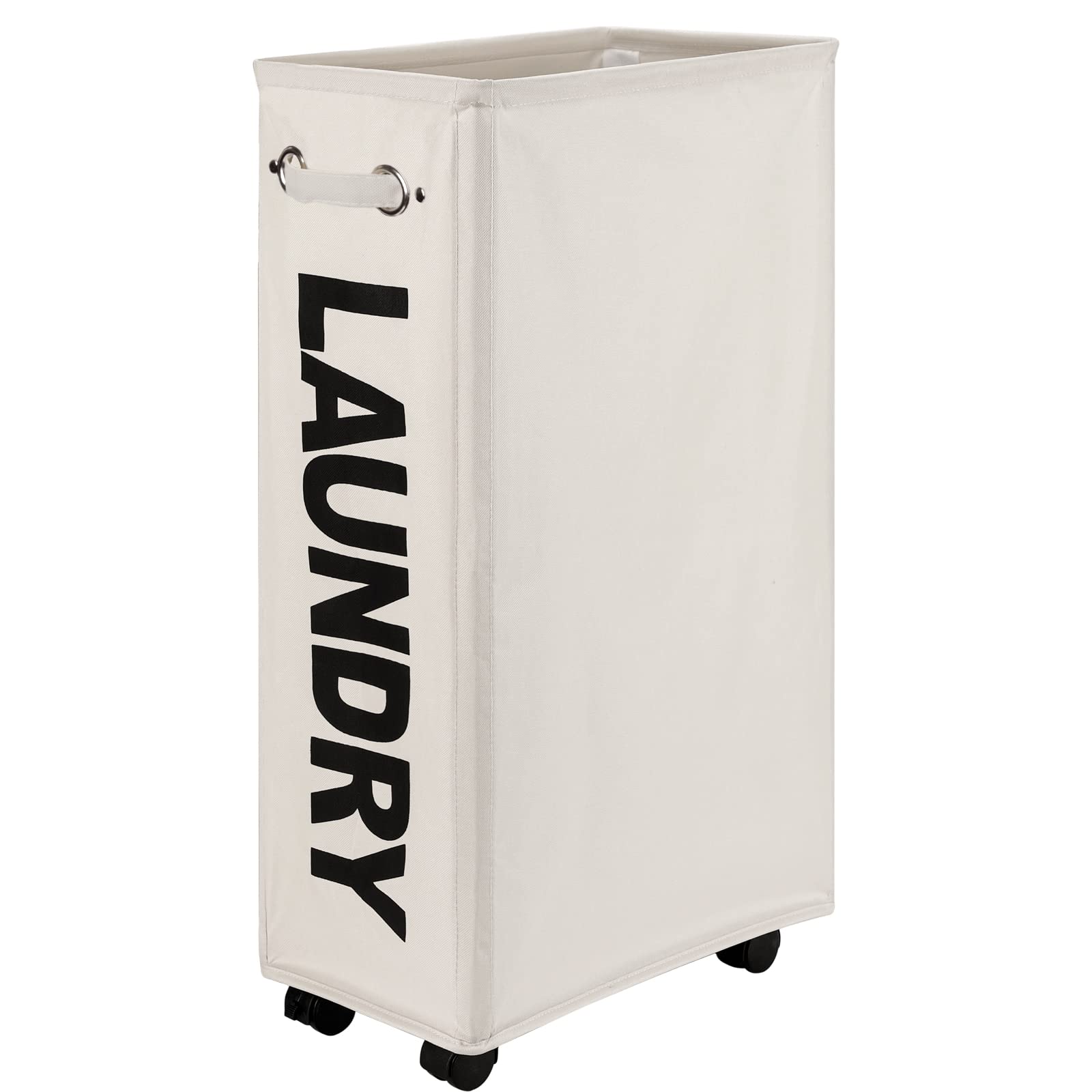 Dokehom 29-Inches Enlarged Slim Laundry Basket With Removable Wash Bag On Wheels, Collapsible Rolling Laundry Hamper, Foldable N