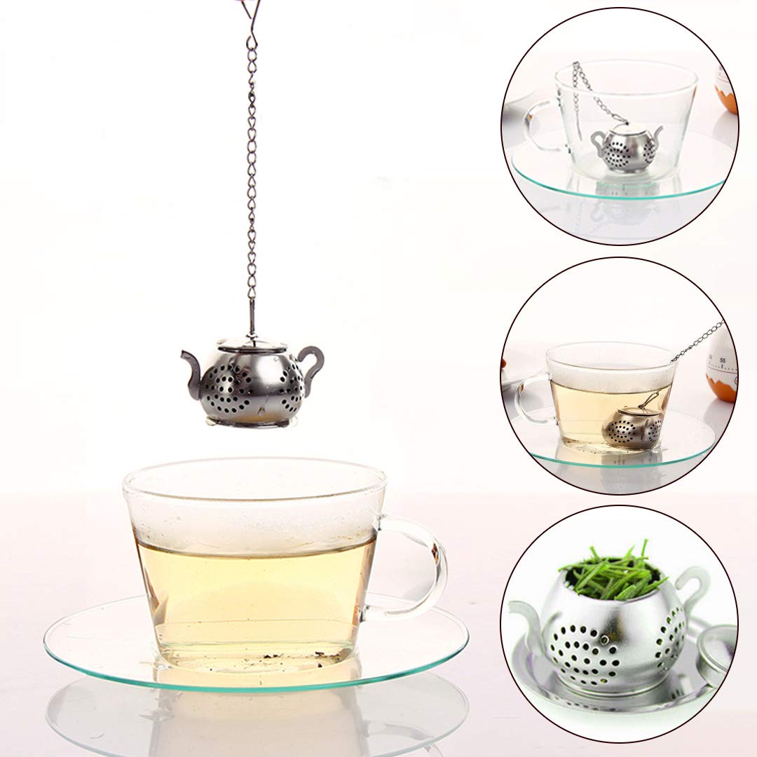 Meichu 4Pcs Tea Balls For Loose Leaf, Stainless Steel Tea Infusers For Loose Tea, Tea Strainers With Chain Hook And Saucer (Silv