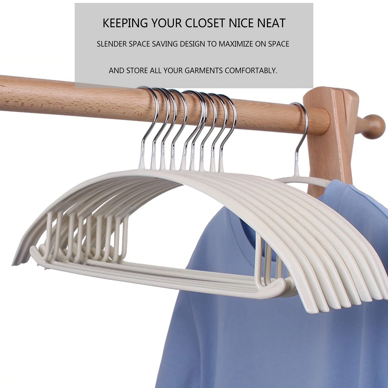 Pjjxmy Clothes Hanger Rubber Coated Contour Metal No Bumps Hanger, Suit Hanger,Coat Jacket Hangers,Sweater Hanger (Pack Of 50, W