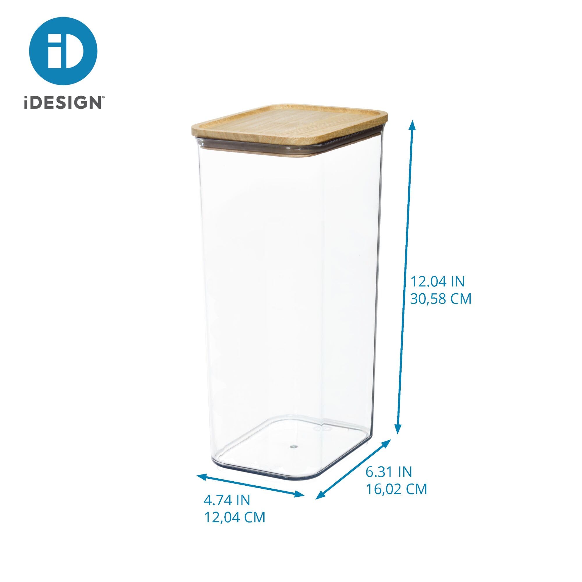 Idesign Recycled Plastic Canister With Lid, The Rosanna Pansino Collection - 18.2 Cups, 6.5    L X 4.8    W X 12    H, Clear Bin