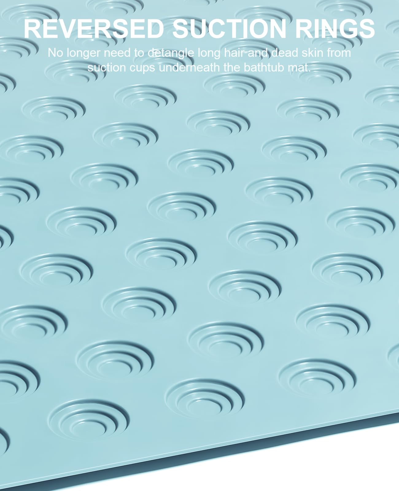 OTHWAY No Suction Cup Bath Mat: 39x16inch Extra Long Bathmat?Perfect for Refinished or Ordinary Bath Tubs?Made of Nature Rubber?a Blessing for The Elderly and Children (Lake Blue)
