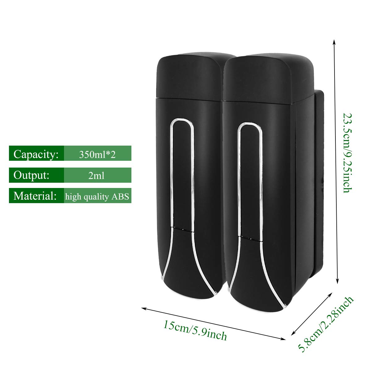 Aumio Shampoo Dispenser Shampoo And Conditioner Dispenser, Wall Mount Soap Dispenser, 2X350Ml Shampoo Conditioner Body Wash Disp