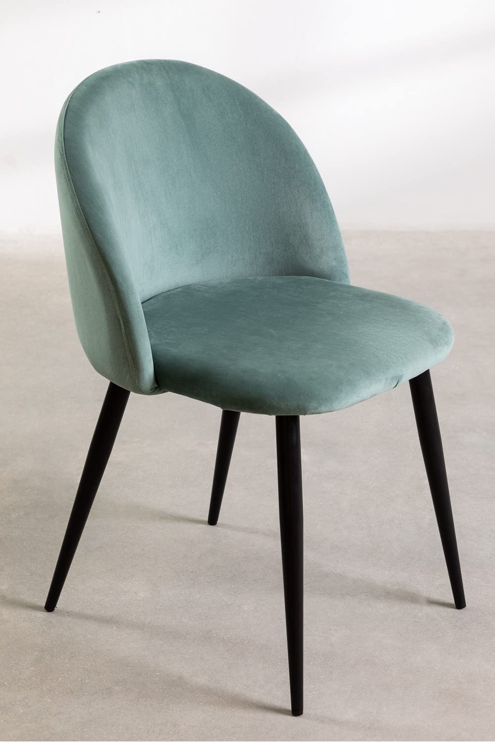 Finch Fox Romantic Vintage Dining Chairs Rustic Pista Velvet Cushion Seat Chair With Black Powdered Coated Metal Legs