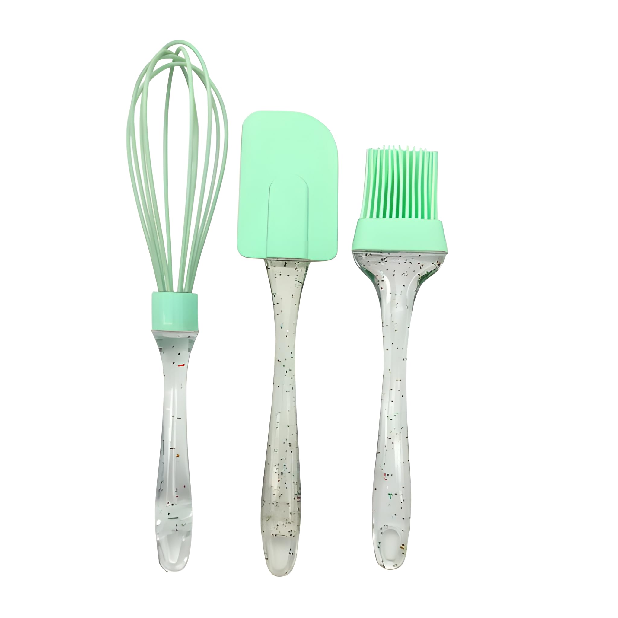 Lemon Tree Silicone Kitchen Combo Set | Spatula Scraper Oil Brush & Hand Whisk Egg Beater | Non Stick Heat Resistant Cooking Bak