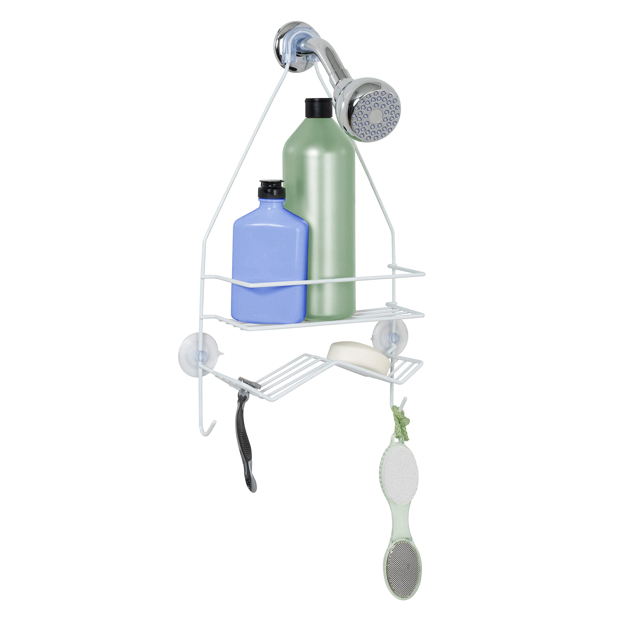 Zenna Home Zenna HomeOver The Shower 2 ShelvesWhite Over-The-Showerhead Caddy, 1 Shelf and Soap Dish, White