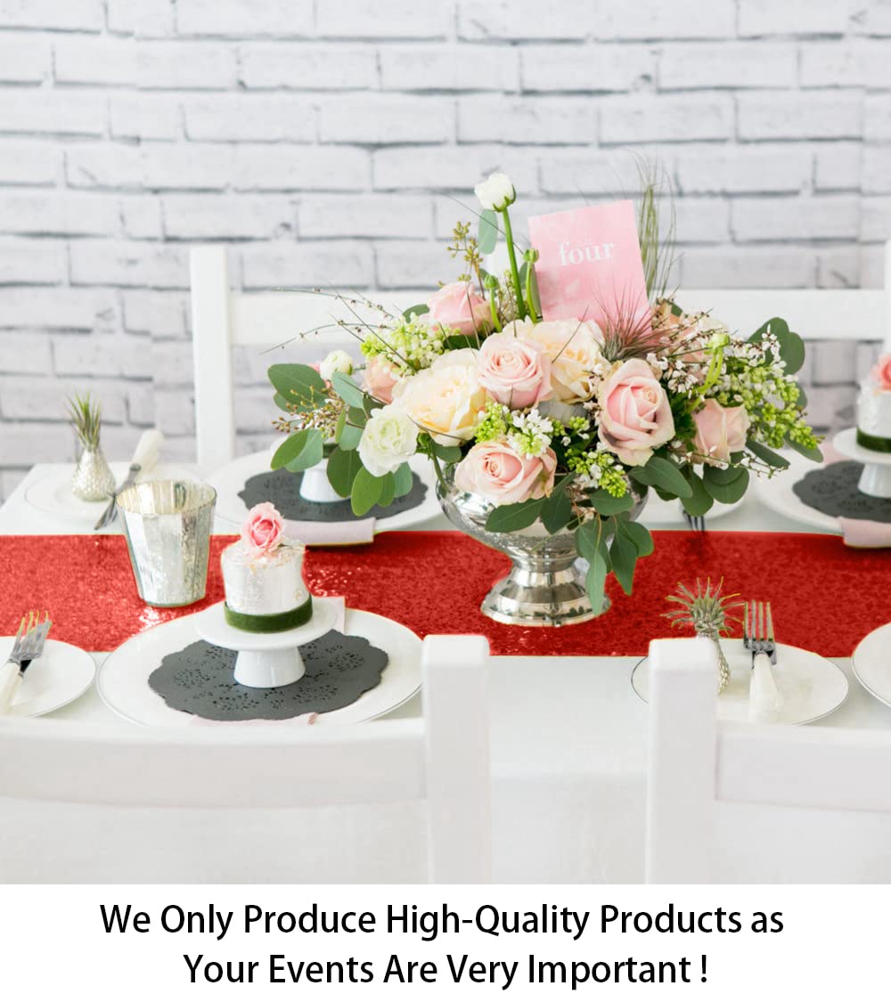 ShinyBeauty 12x72-Inch Rectangle-Red-Sequin Table Runner- for Wedding/Party/Decor 12x72-Inch Christmas Table Runner Red Runner for Tables Bridal Shower Table Runner for Reception