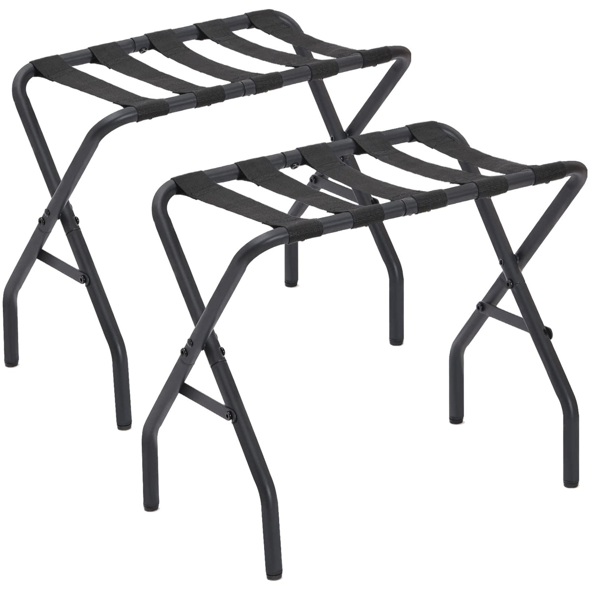 Amhancible Luggage Rack, Foldable Suitcase Stands Set Of 2, Metal Luggage Holder For Guest Room, Bedroom, Hotel, Holds Up To 110
