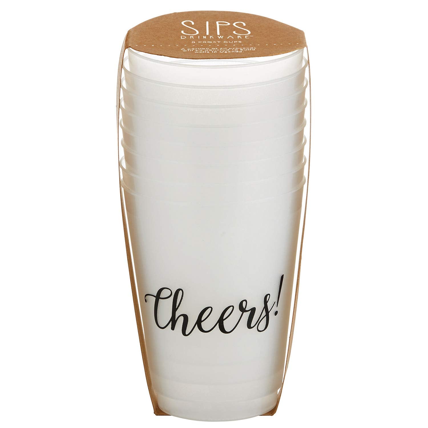 Santa Barbara Design Studio Wedding Party Cups 8-Count Reusable Bpa-Free Plastic Frost Cups, 16-Ounce, Cheers
