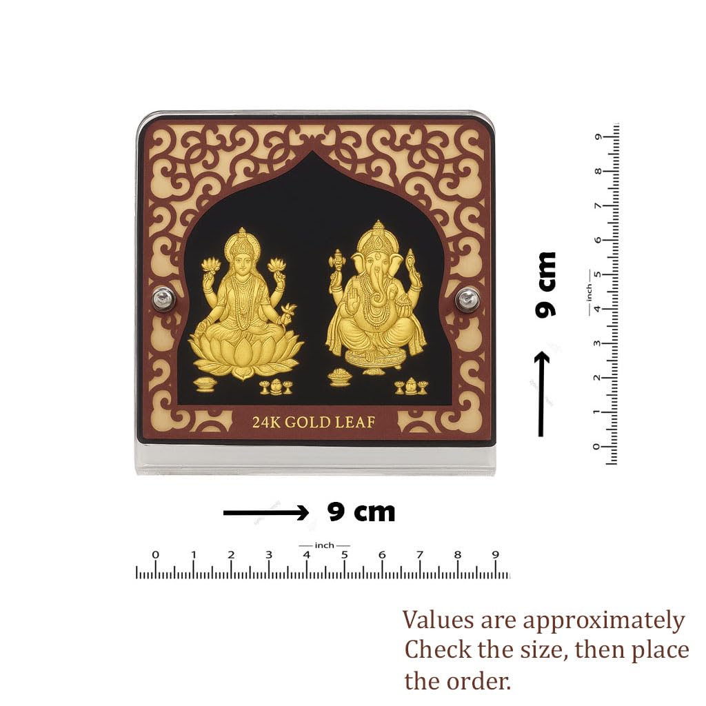 Moonplus Glass Lakshmi Tabletop Ganesh Murti Idol Frame|Laxmi Ganesha Photo|Temple, Table Decor, Wall Home Decoration|Diwali And