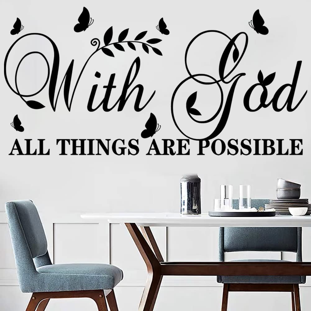 With God All Things Are Possible Wall Stickers Inspirational Wall Decal Vinyl Wall Decals Motivational Office Decor Quote Wall A