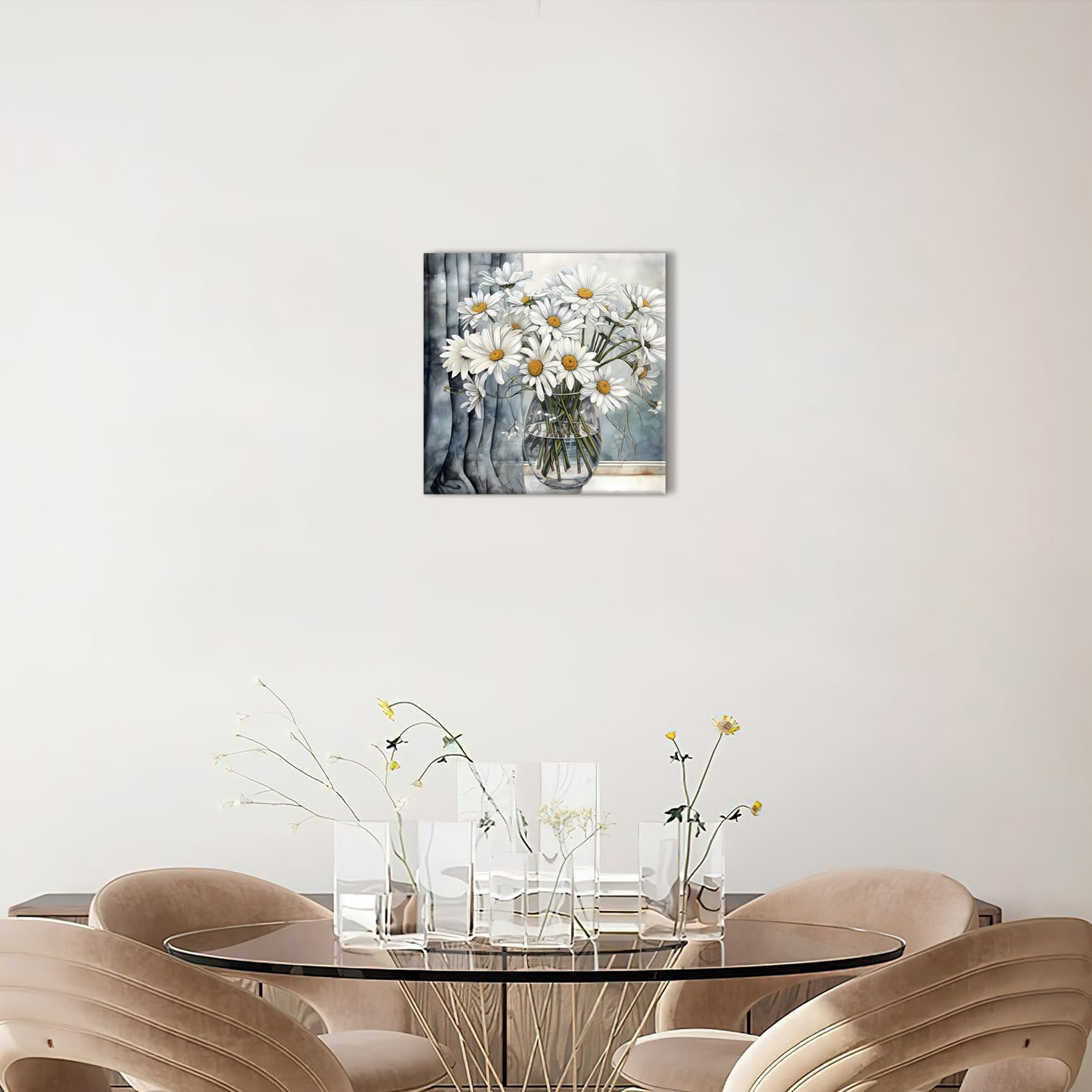 3Ldecor Gray Daisy Bathroom Wall Decor Canvas Print Picture Art Hanging Dining Room Kitchen Office Living Room Bedroom