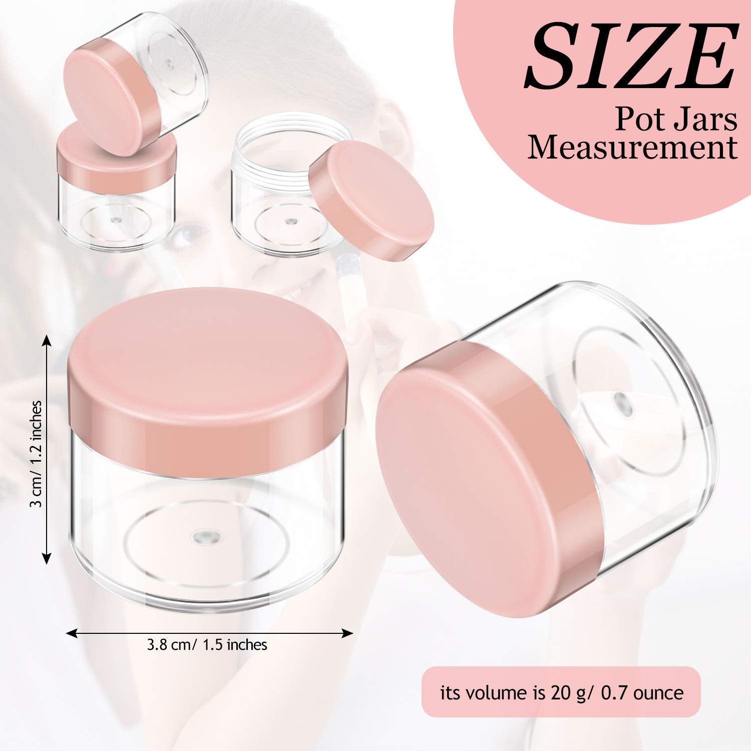 20 Pieces Round Pot Jars Plastic Cosmetic Containers Set With Lid For Liquid Creams Sample, 20 Ml/ 0.7 Oz (Pink Lid)