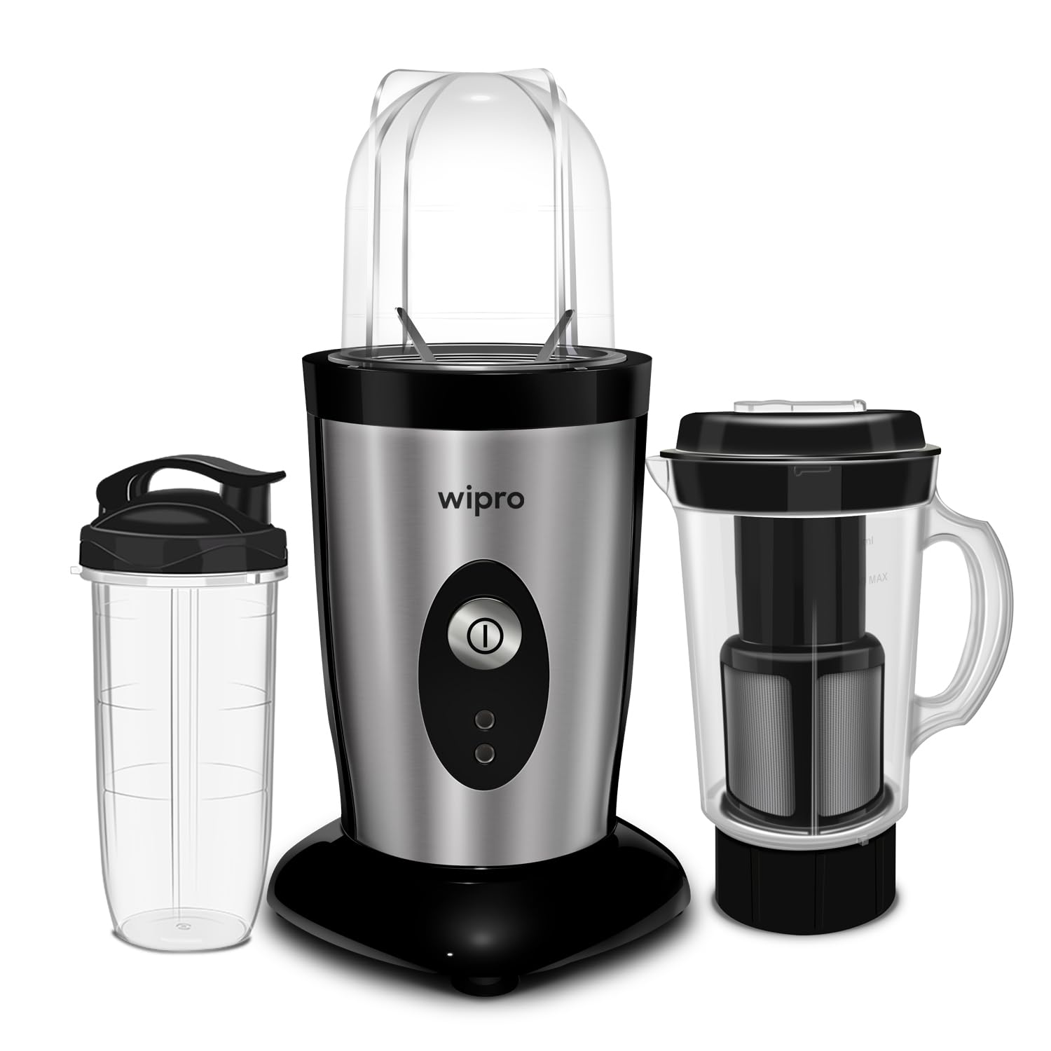Wipro Elato Fcb 105 Countertop Blender | 400 Watts Powerful Copper Motor | 3 Unbreakable Jars | Juicer Jar With Filter | Smoothi
