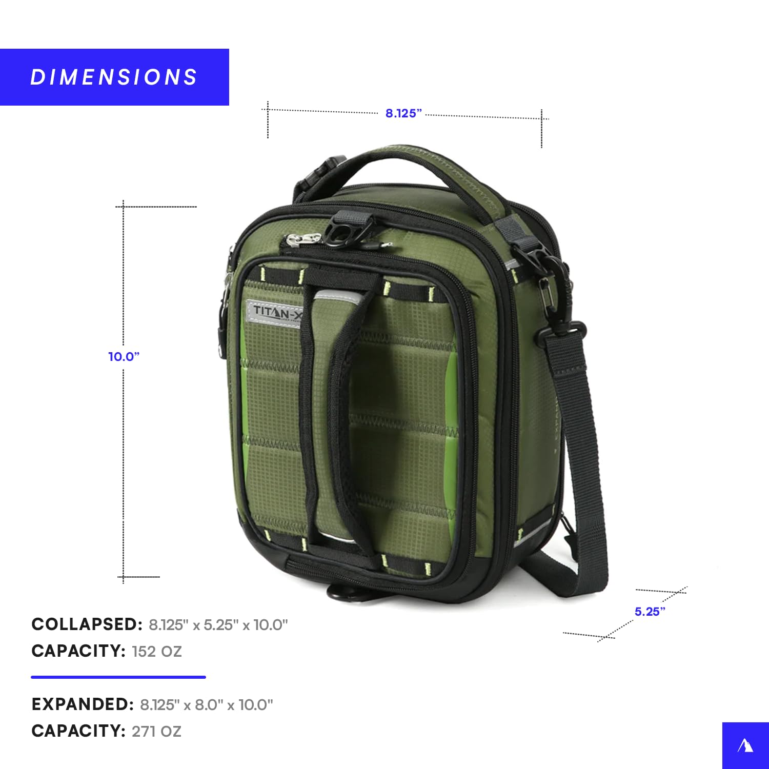 Titan High Performance Fridge Cold Expandable Lunch Pack - Insulated Lunch Bag - Olive Gree