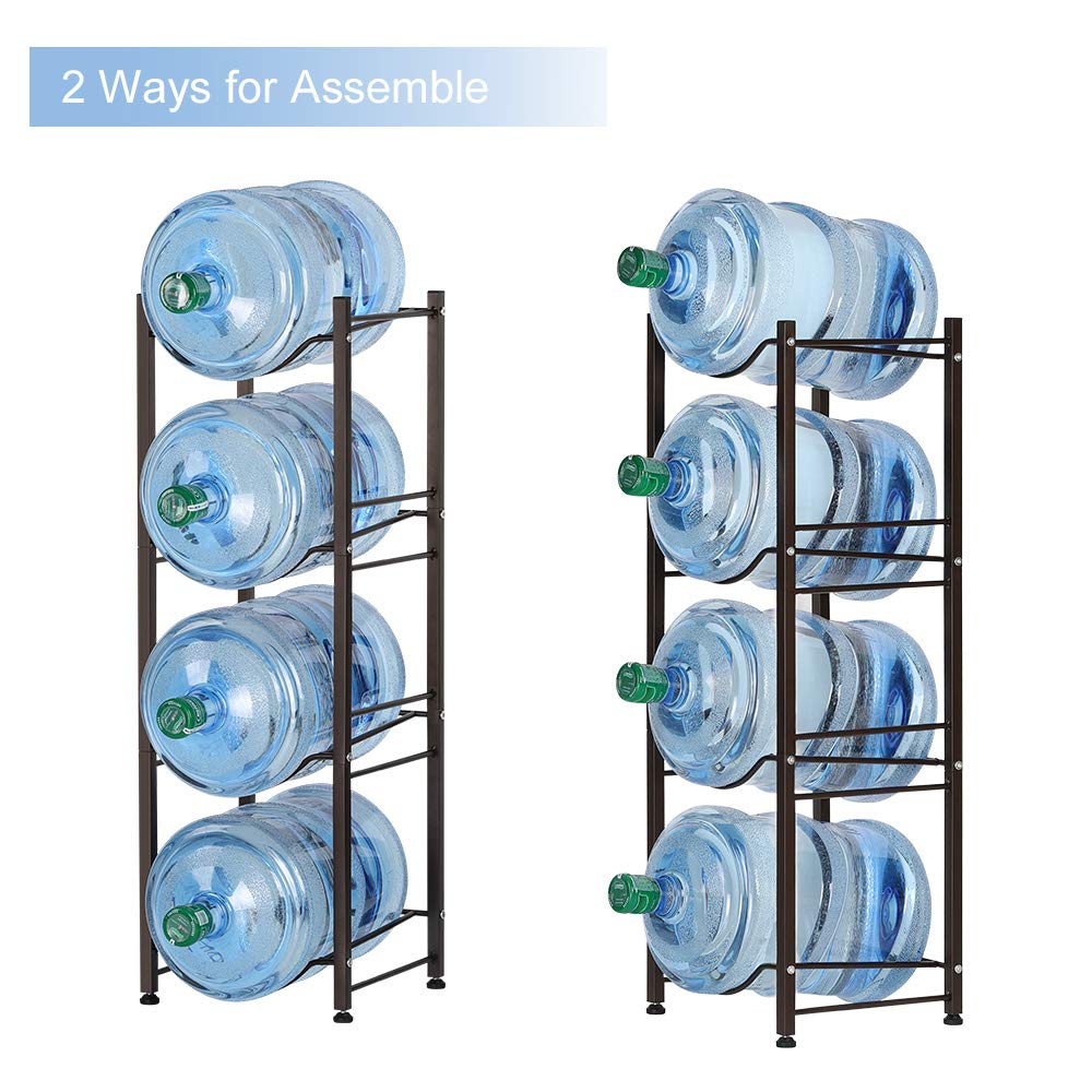 5 Gallon Water Jug Holder Water Bottle Storage Rack  4 tier water cooler jug rack  5 gallon water jug stand  5 Gallon Water Bottle Holder(4 Tier  Dark Brown)