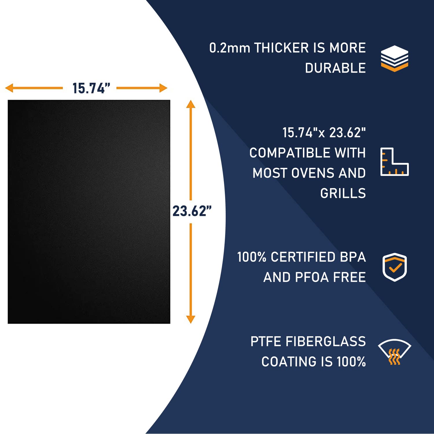 Non-Stick Oven Protector Mat - 2 Pack Thick Heavy Duty Oven Liners for Bottom of Oven  15.74''x 23.62'' Reusable Oven Mat  BPA and PFOA Oven Floor Protector Liner  Kitchen Friendly Cooking Accessory
