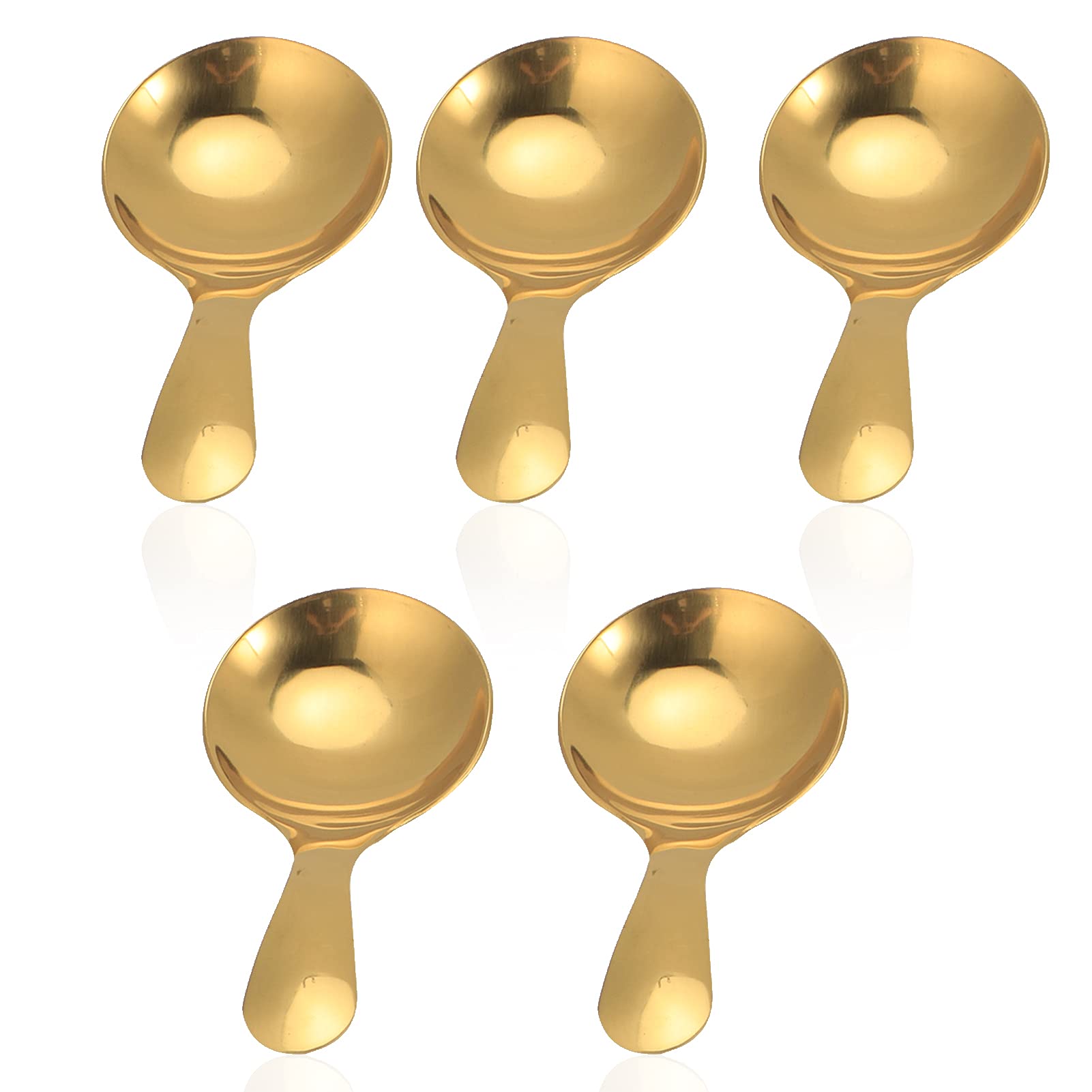 5Pcs Mini Scoop For Canisters, Gold Mini Spoon Candy Scoops Stainless Steel Short Handle Spoon Salt Spoons Condiments Spoon Dess