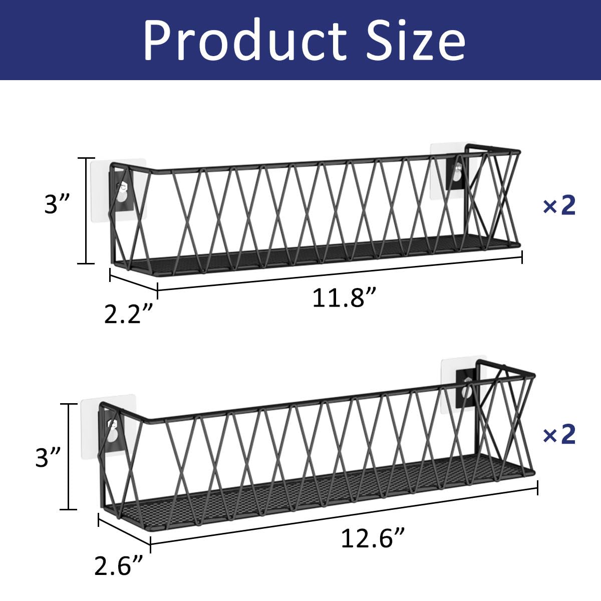 TOMIR Hanging Spice Rack Wall Mount 4 Pack, Seasoning Rack Spice Jar Organizer Adhesive Spice Shelf Easy to Install, Kitchen Org