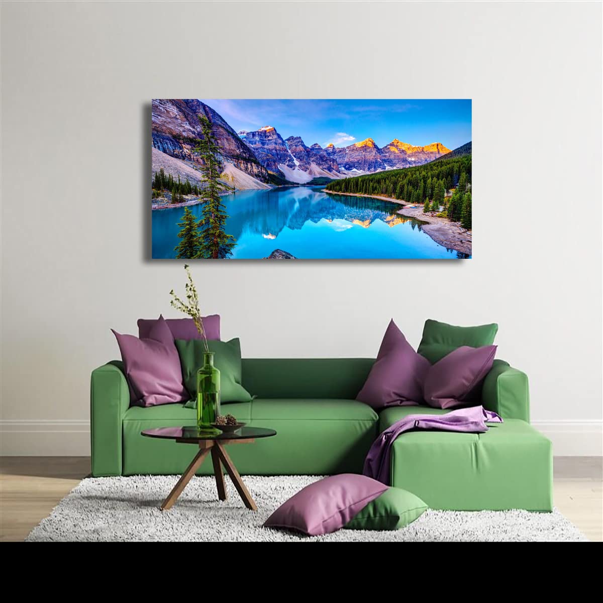 Wall Art Lake Mountain Landscape Picture Print Canvas Wall Art Modern Giclee Artwork Home Decor Stretched and Framed Ready to Hang 2cm Thick Frame  Waterproof Artwork