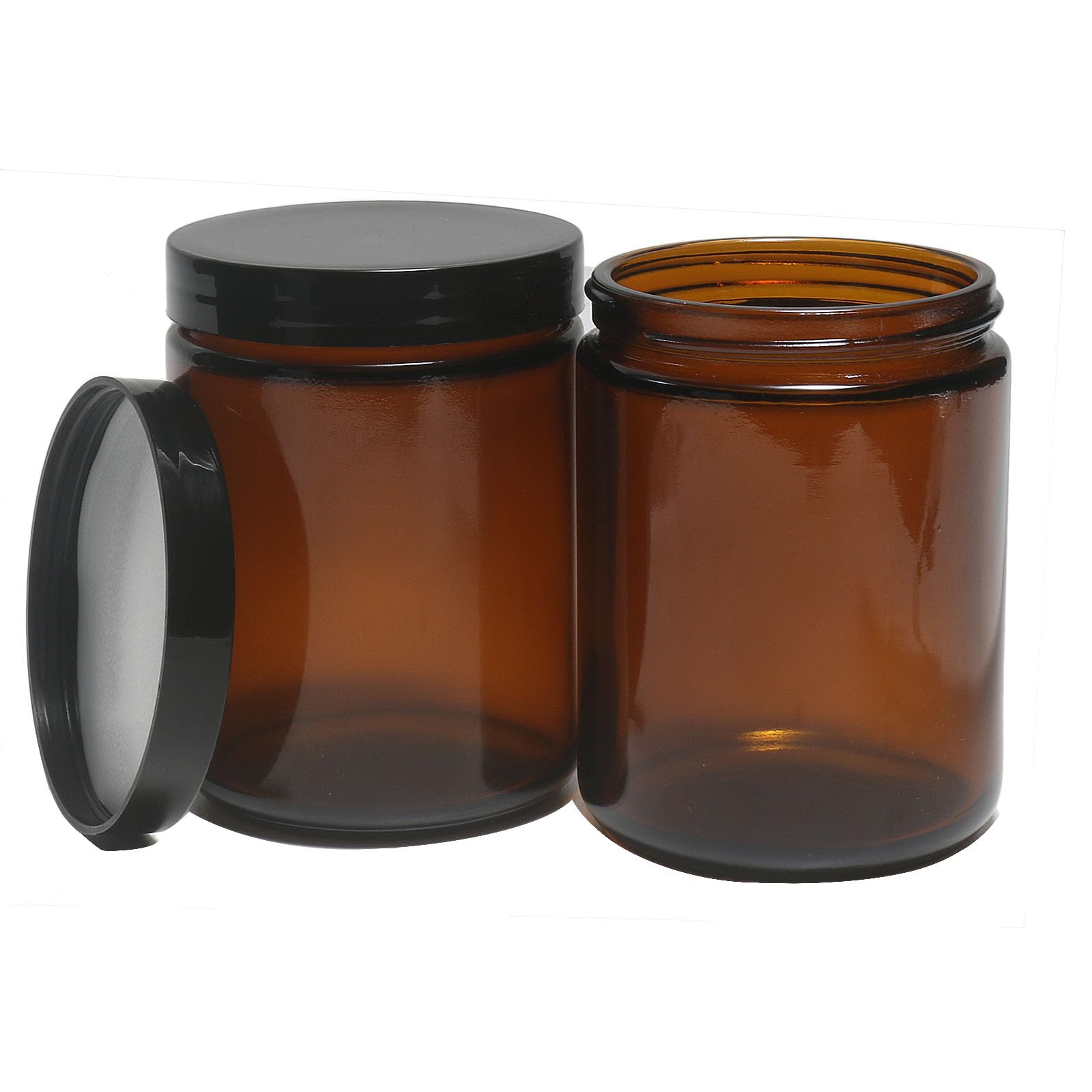 Hormerry 8Oz Glass Jars With Lids, 2 Pack Jars Amber 250G Empty Round Cosmetic Containers For Sample, Powder,Body Butter,Cream,
