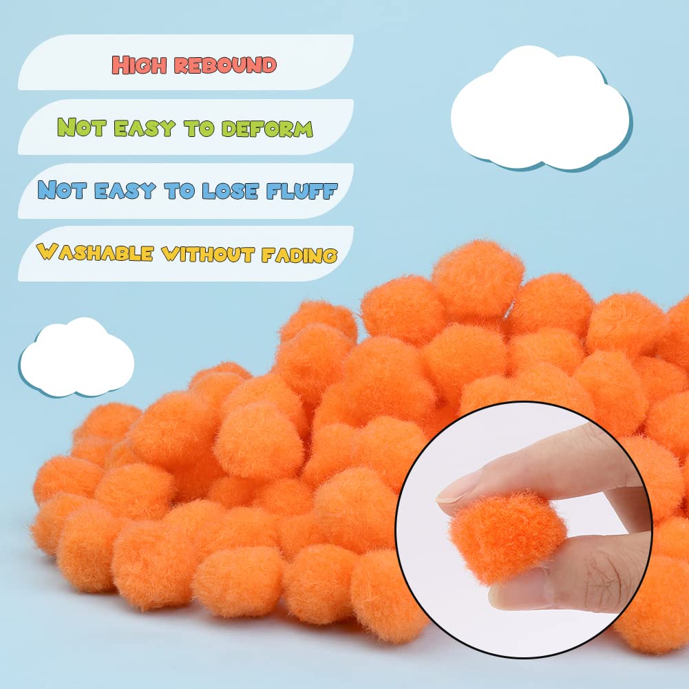 150 Pieces Pom Poms, 1 Inch Orange Craft Pom Poms, Christmas Fuzzy Pompom Puff Balls, Small Pom Pom Balls For Diy Arts, Crafts P