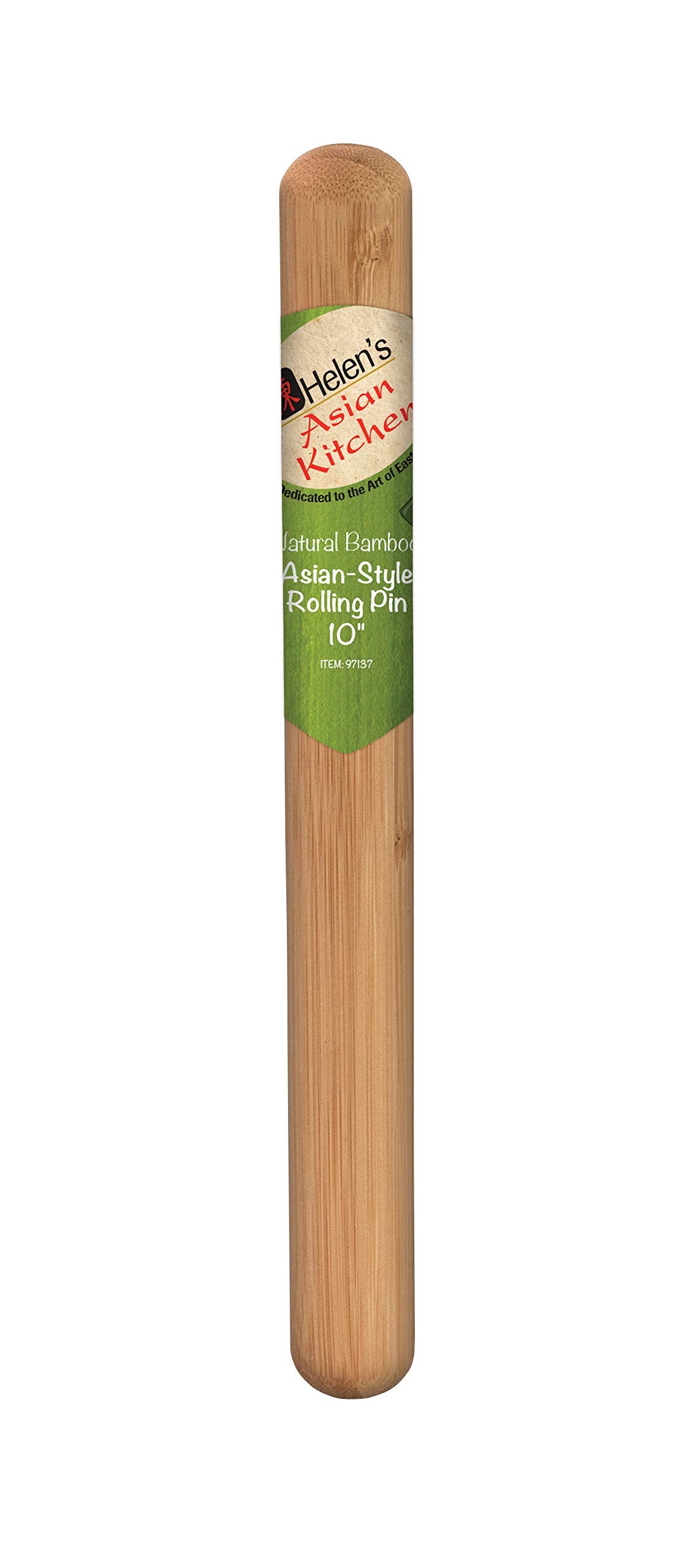 Helens Asian Kitchen Dumpling Rolling Pin 10-Inches Natural Bamboo