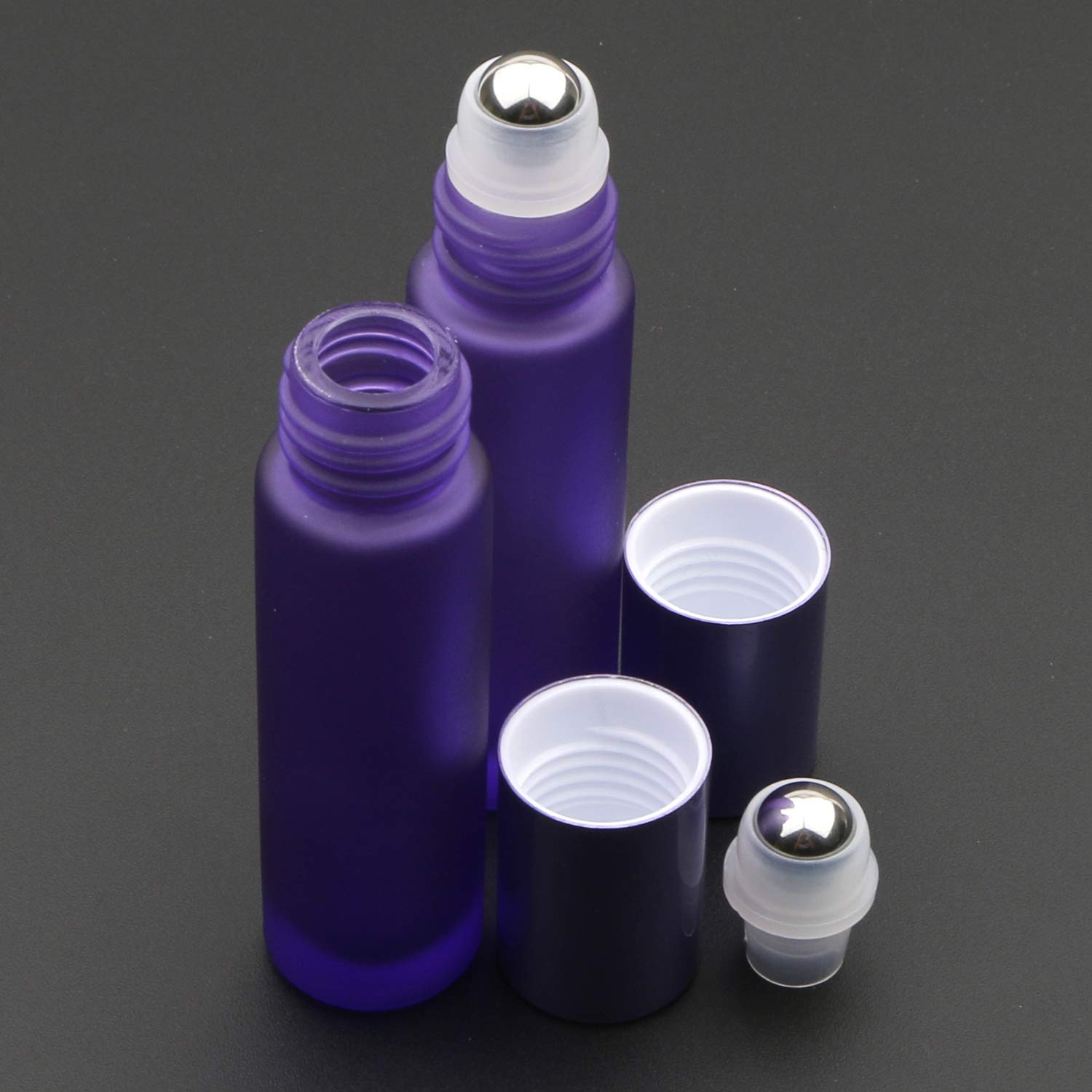Kesell 10 Pack - 5 Color 10Ml Frosted Glass Roller Bottles Vials With Stainless Steel Roller Ball For Essential Oils, Aromathera
