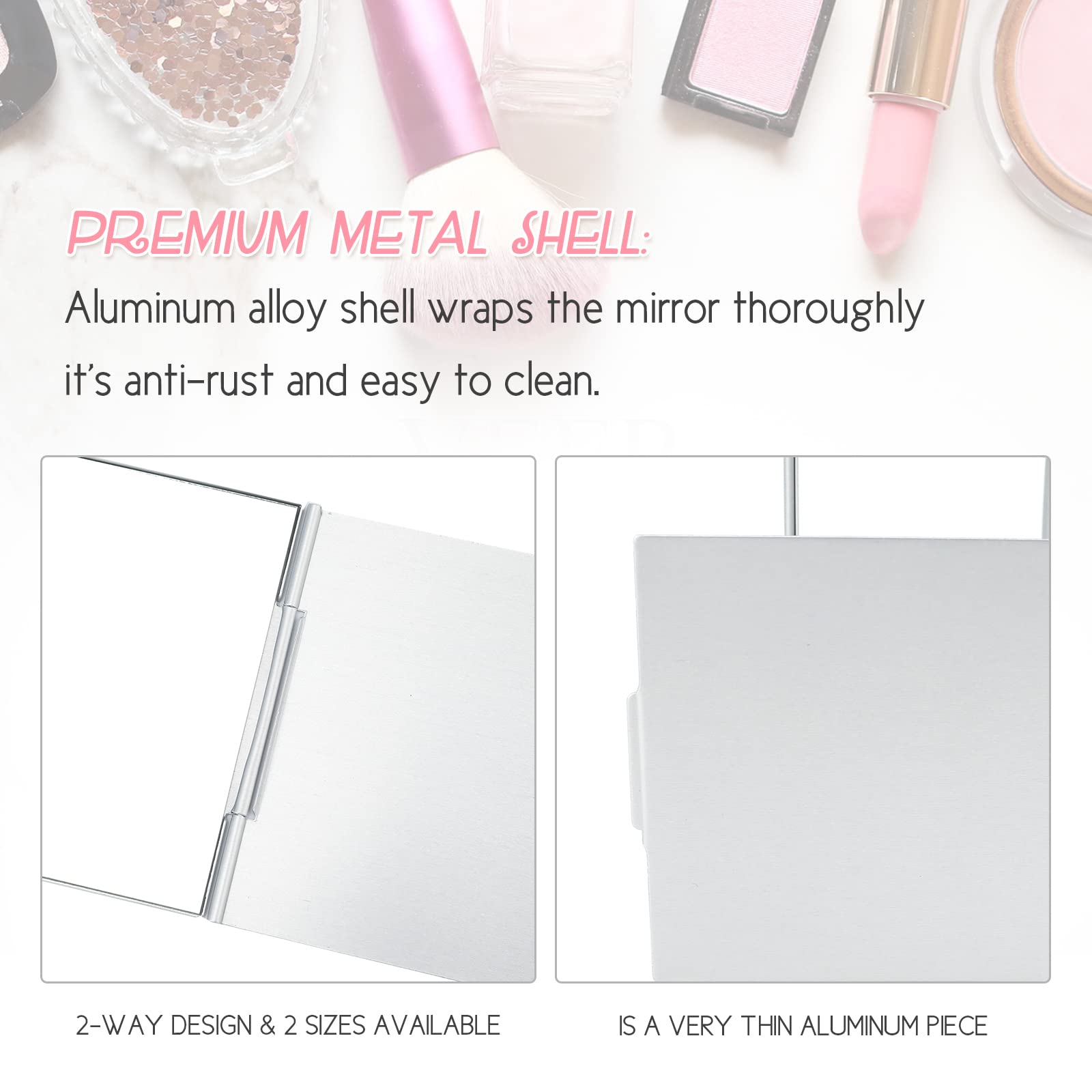 G2Plus Portable Folding Vanity Mirror, Single Side Travel Shower Shaving Mirror, 5.9'' X 3.94'' X 0.1'' Small Folding Mirror For