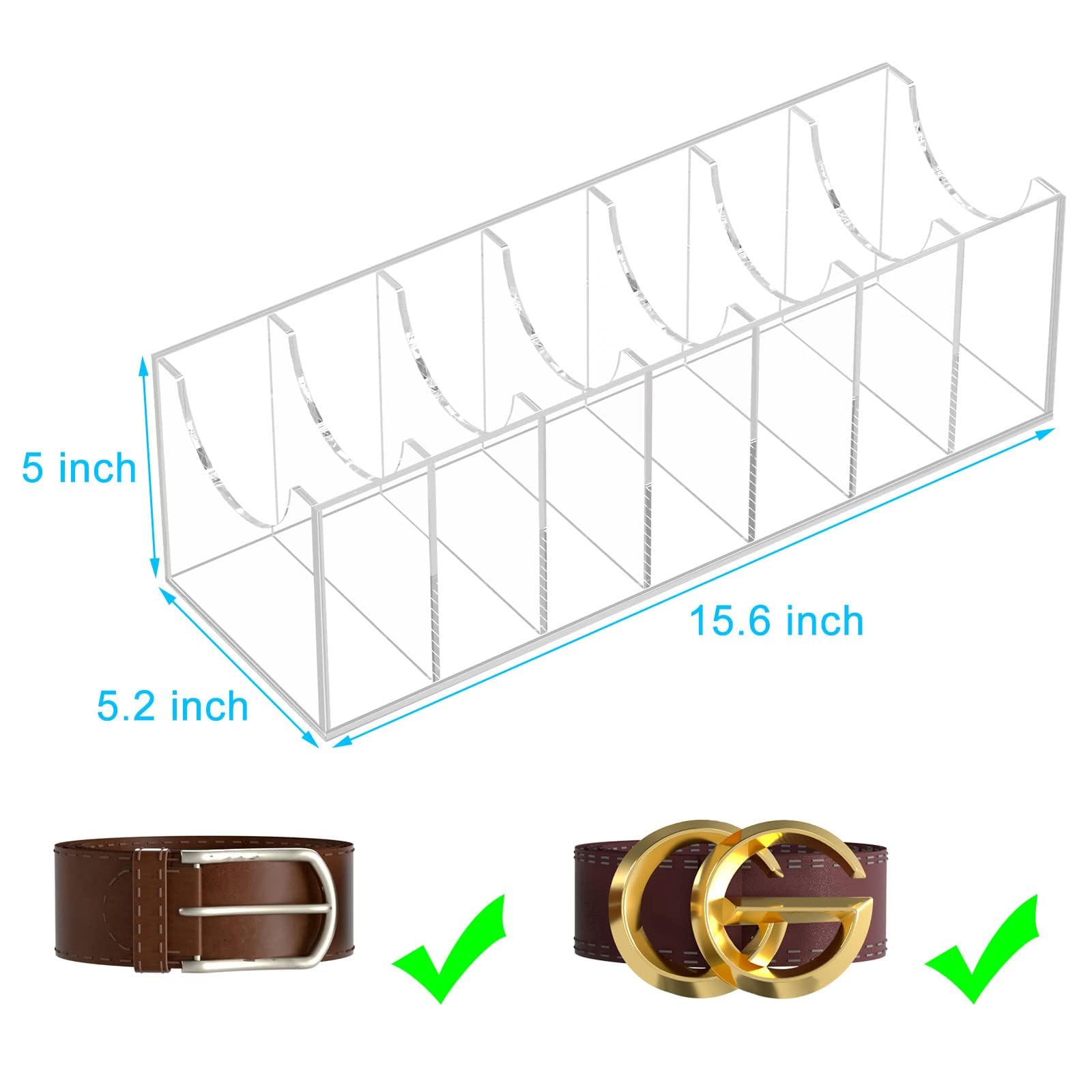 Niubee Belt Organizer, Acrylic Belt Storage Holder For The Closet, 7 Compartments Display Case For Tie And Bow Tie