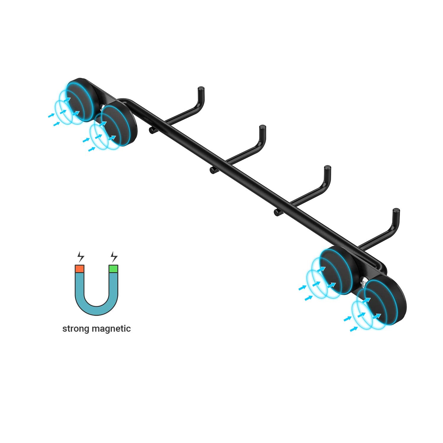 Skyflame Magnetic Bbq Tool Rack - Universal Metal Fridge Organizer Grill Cutlery Holder Towel Hanger - 4 Hooks Storage For Hangi