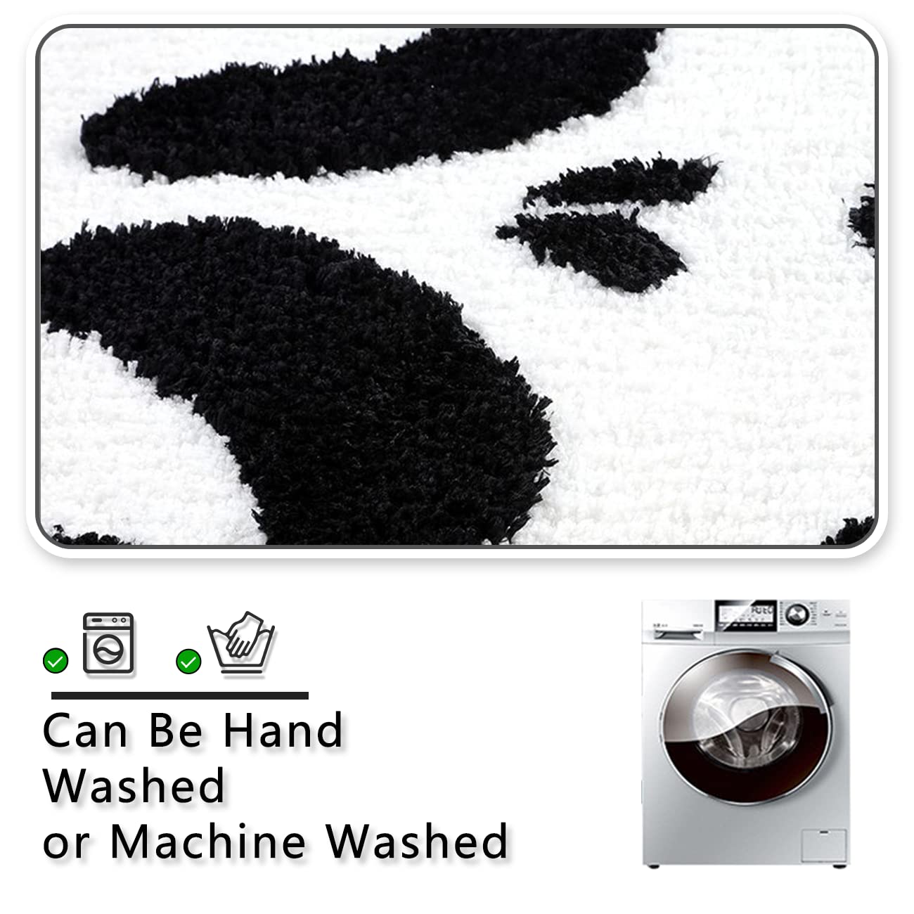 Kaupuar Large Skull Bath Mat Fluffy Black Bath Rugs Soft Plush Non-Slip Bathroom Rug Mats Halloween Decorative Welcome Doormat W