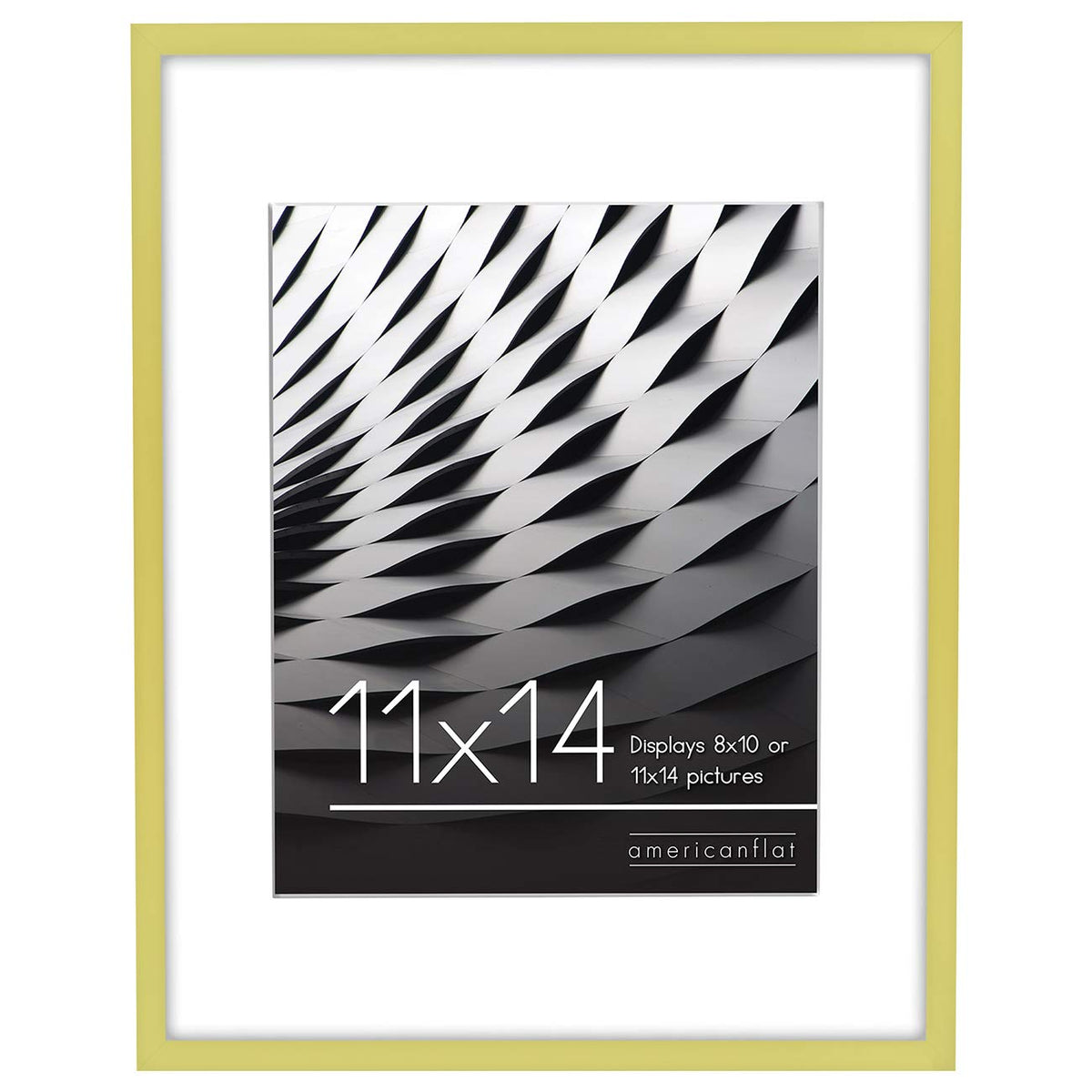 Americanflat 11X14 Picture Frame In Gold - Thin Border 8X10 Picture Frame With Mat Or 11X14 Frame Without Mat - Shatter Resistan