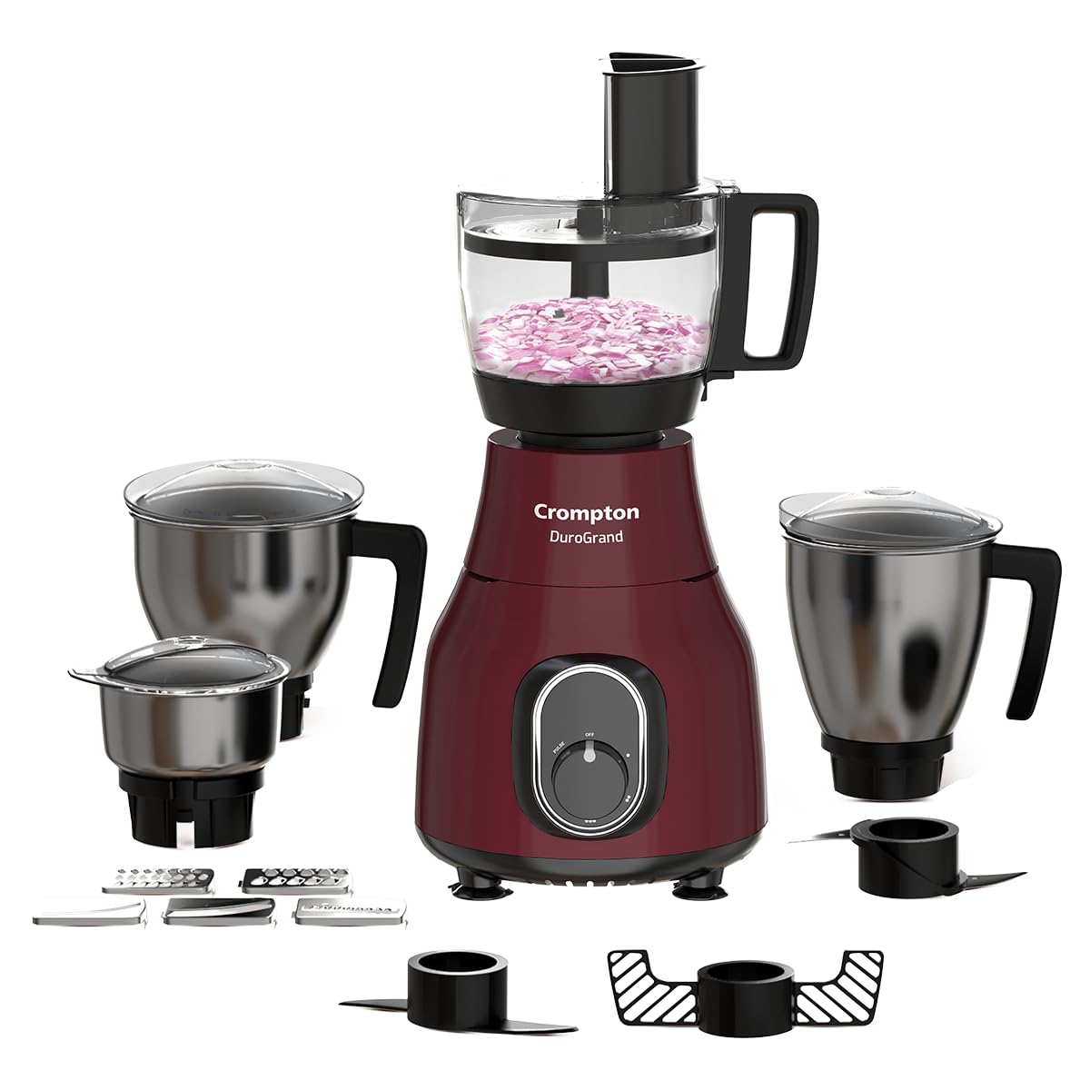 Crompton Duro Grand Plus Food Processor | Mixer Grinder | 750W Powertron Motor | 3 Jars And 2L Food Processor Master Jar | Compl