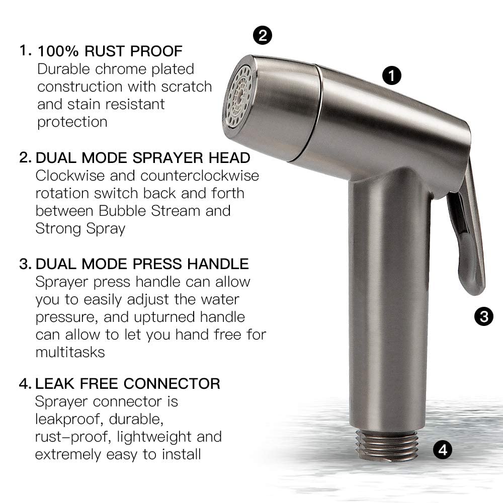 Houtingmaan Kitchen Sink Sprayer Dual Function Kitchen Side Sprayer with Adjustable Flow Controller Kitchen Sprayer Head Replacement Brushed Nickel Side Sprayer for Kitchen Sink with Hose and Holder