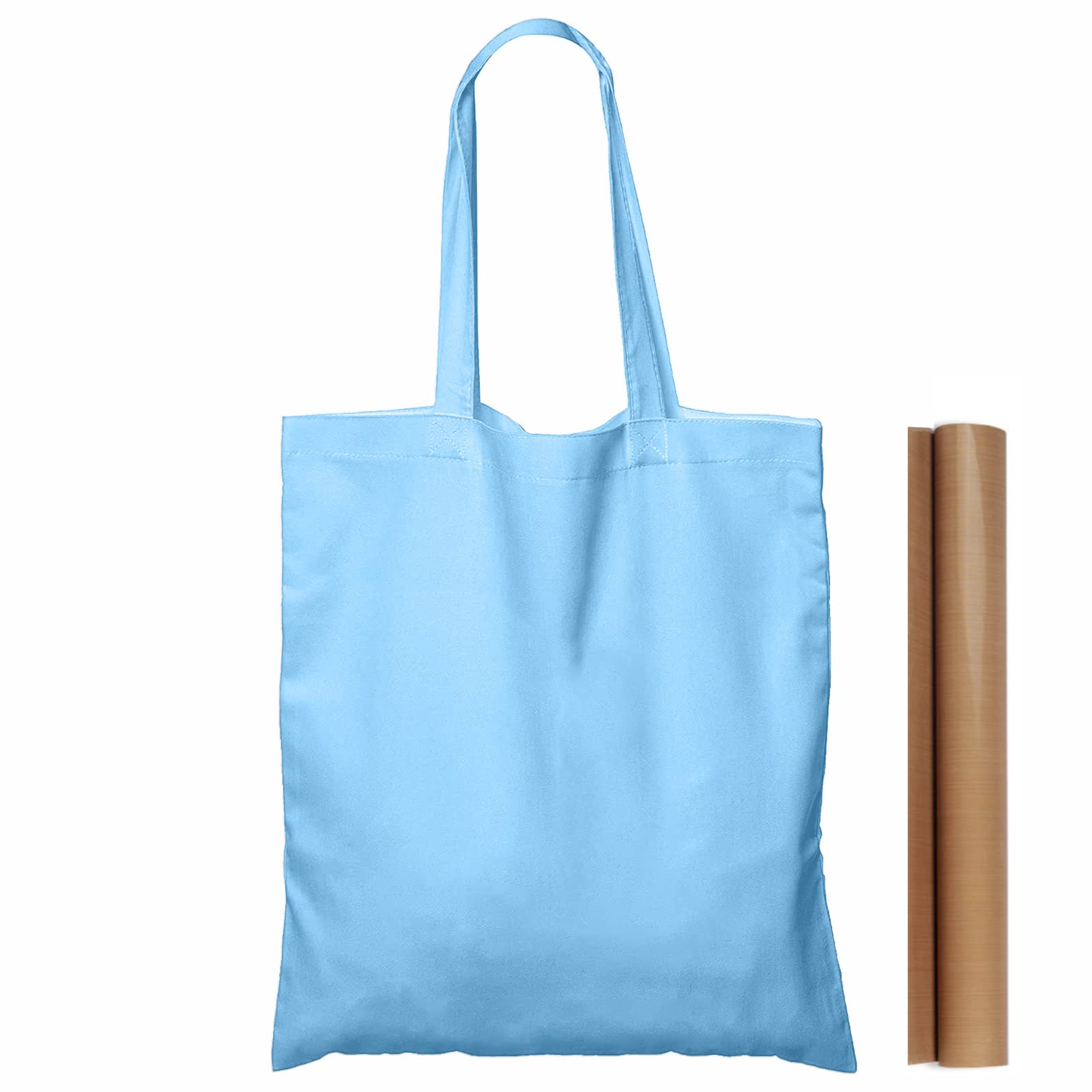 Npbag 15 Pack 15 ' ' X 16 ' ' Baby Blue Cotton Tote Bags, Blank Bulk Cloth Bags With 1Pc Of Ptfe Teflon Sheet