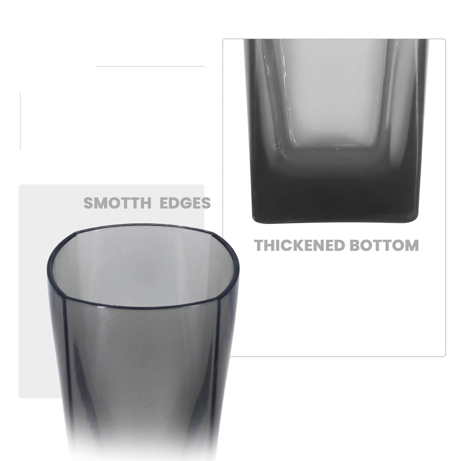 Top-spring 12 Oz Reusable Plastic Water Tumblers  Stackable Shatterproof Clear Drinking Glasses  BPA Free  Set of 6 (12 Oz  Gray)