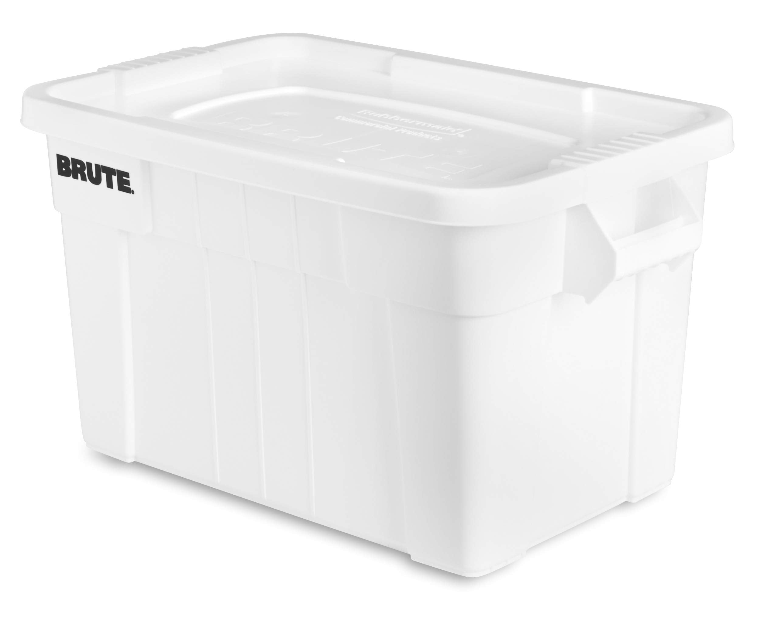 Rubbermaid Commercial Products Brute Tote Storage Container With Lid-Included, 20-Gallon, White, Reusable Boxes For Moving/Stori