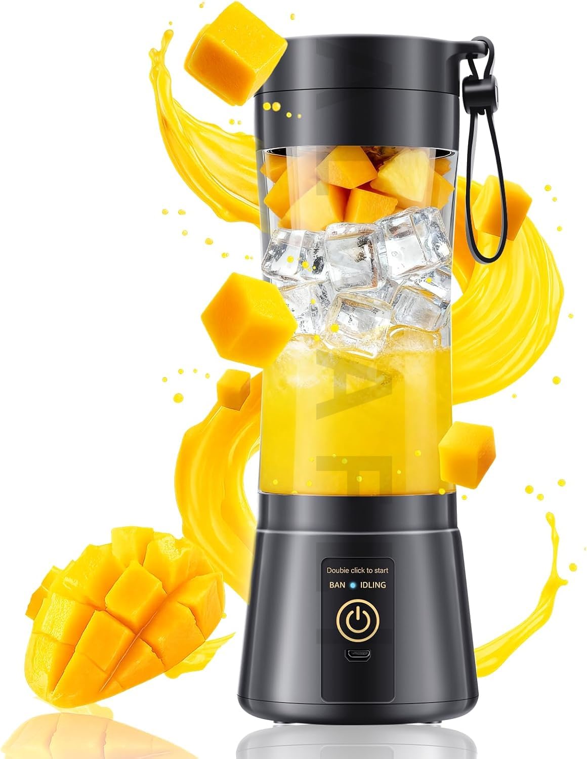Alwafli Portable Blender, Mini Personal Blender Bottles For Shakes And Smoothies, Cordless With Usb Rechargeable To Go Mixer Ele