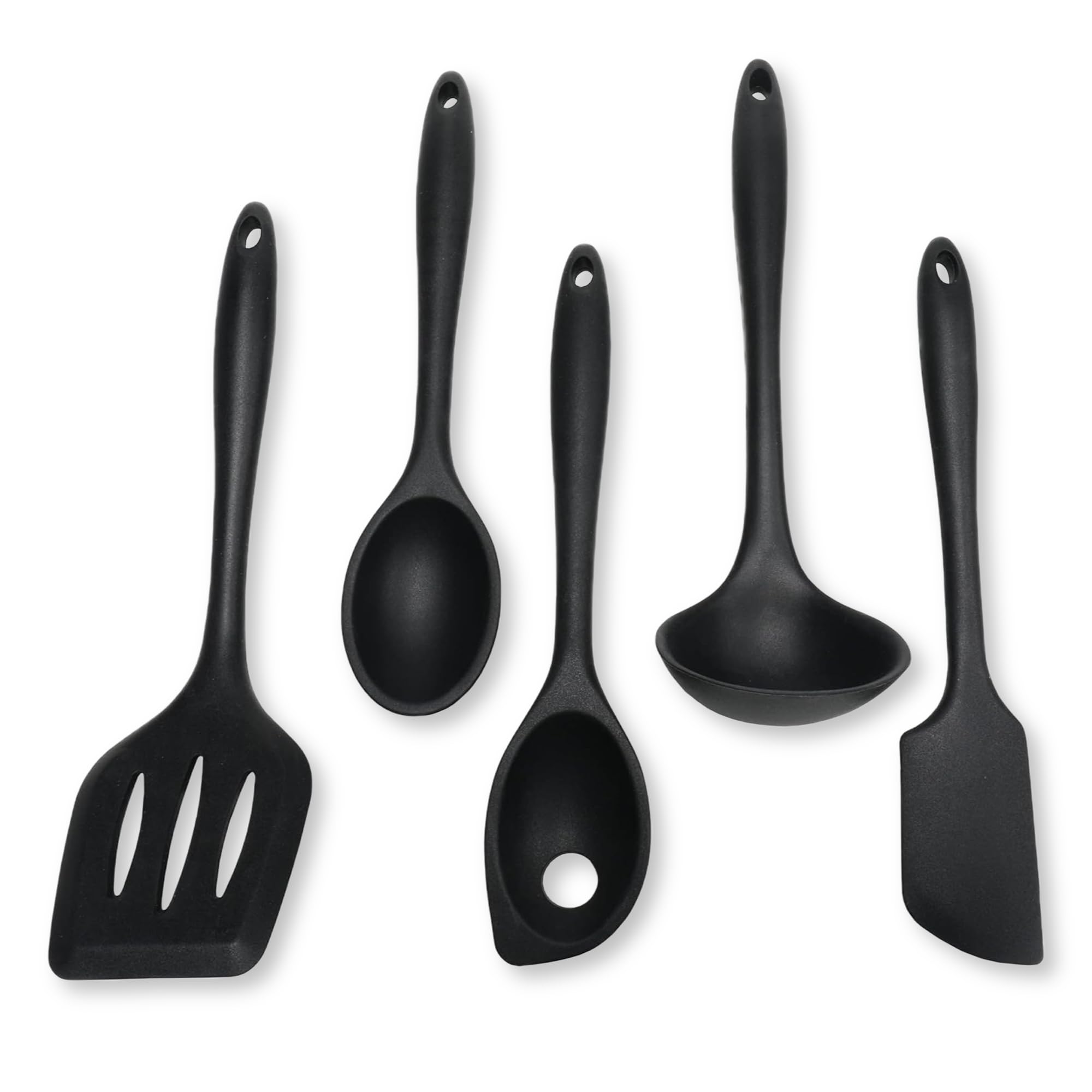 Chef Craft Premium Silicone Kitchen Tool And Utensil, 5 Piece Set, Black