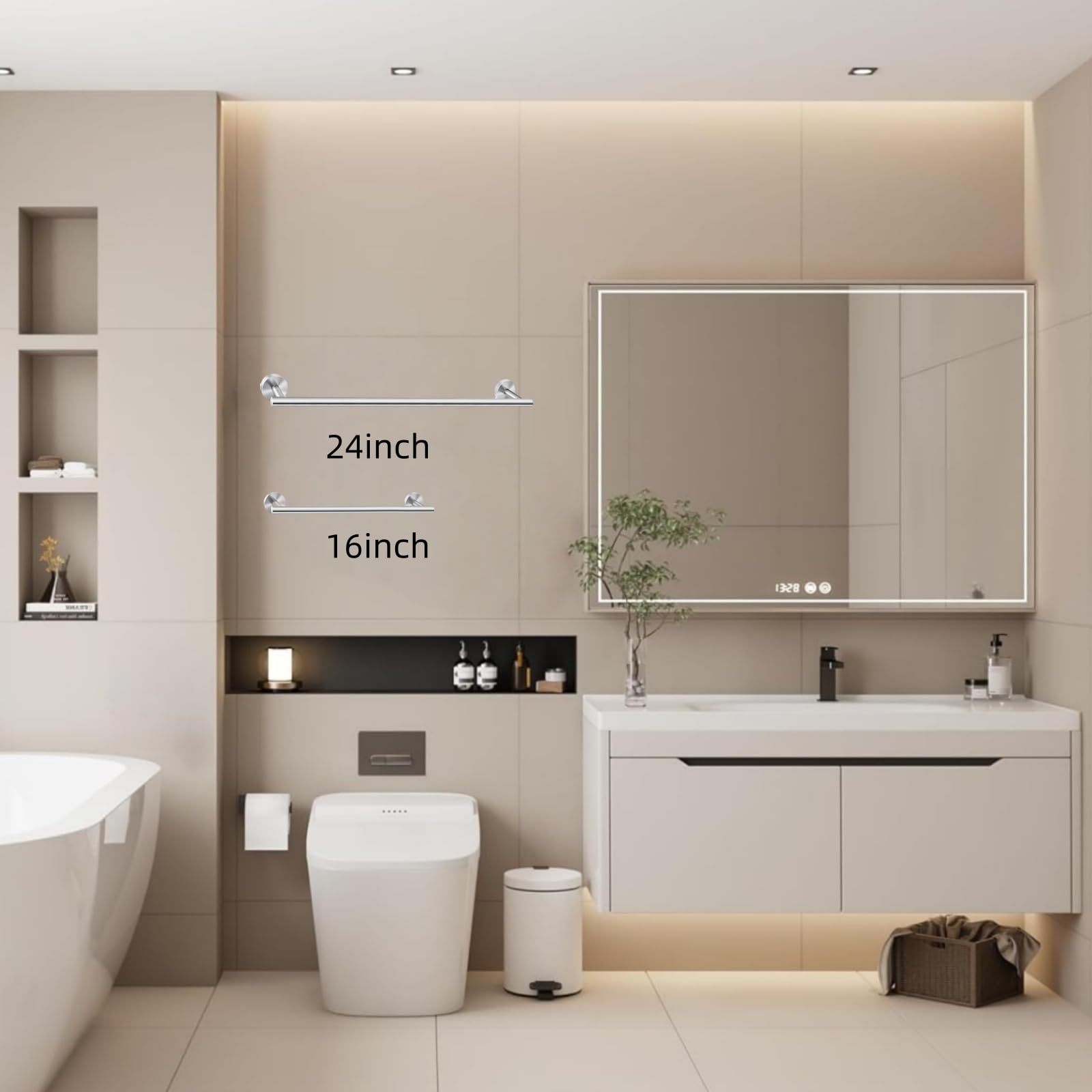Mwxmm Brushed Nickel Towel Bar - 16 Inch 2 Pack Thicken Sus304 Stainless Steel Towel Rack For Bathroom, Bathroom Hardware Access