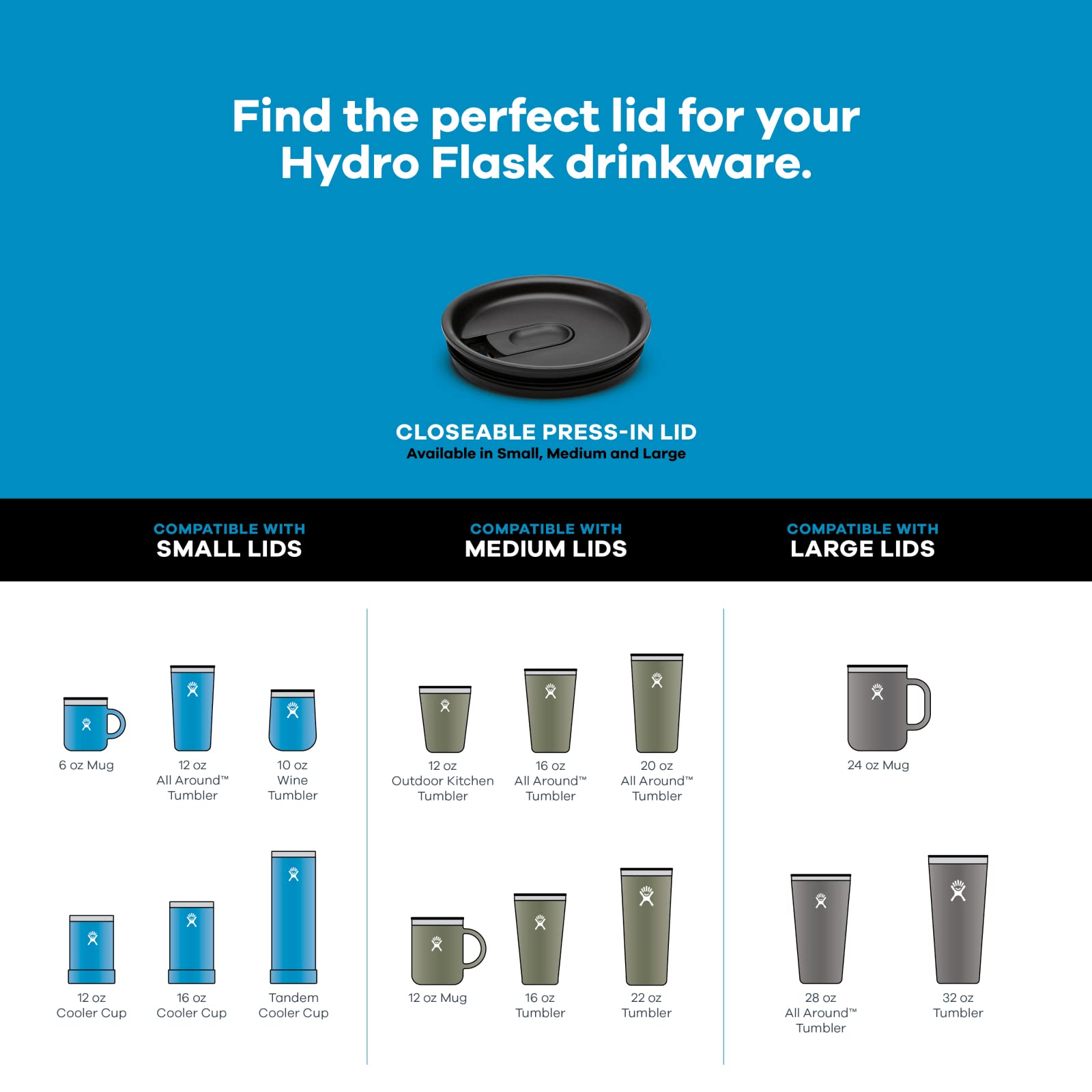 Hydro Flask Press-In Lids Various - Tumbler And Coffee Mug Accessory, 0 Fluid Ounces