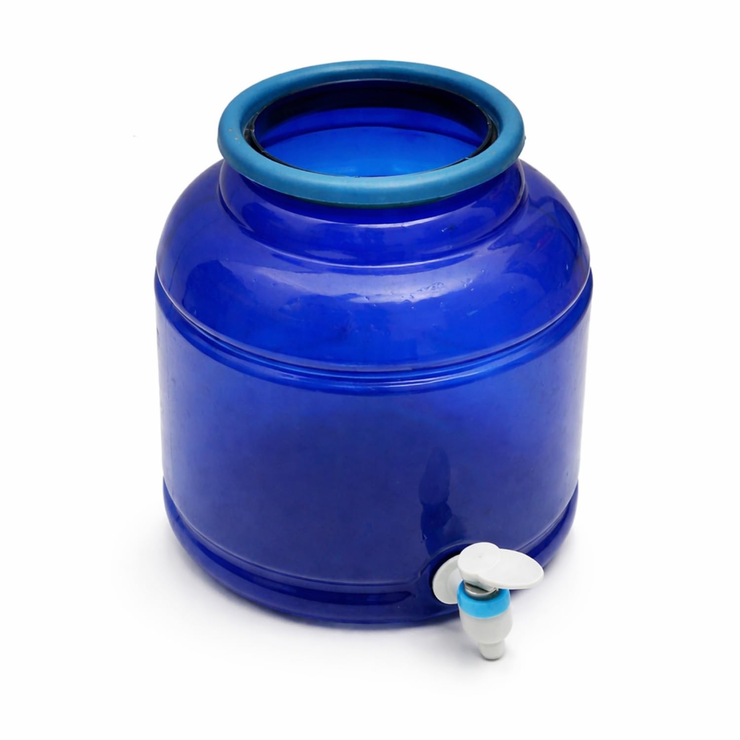 Anchara Plastic 10 Litre Jar Water Dispenser Manual Pump Type Bottle Can With Handle And Tap Bottom Transparent Jar (Blue)